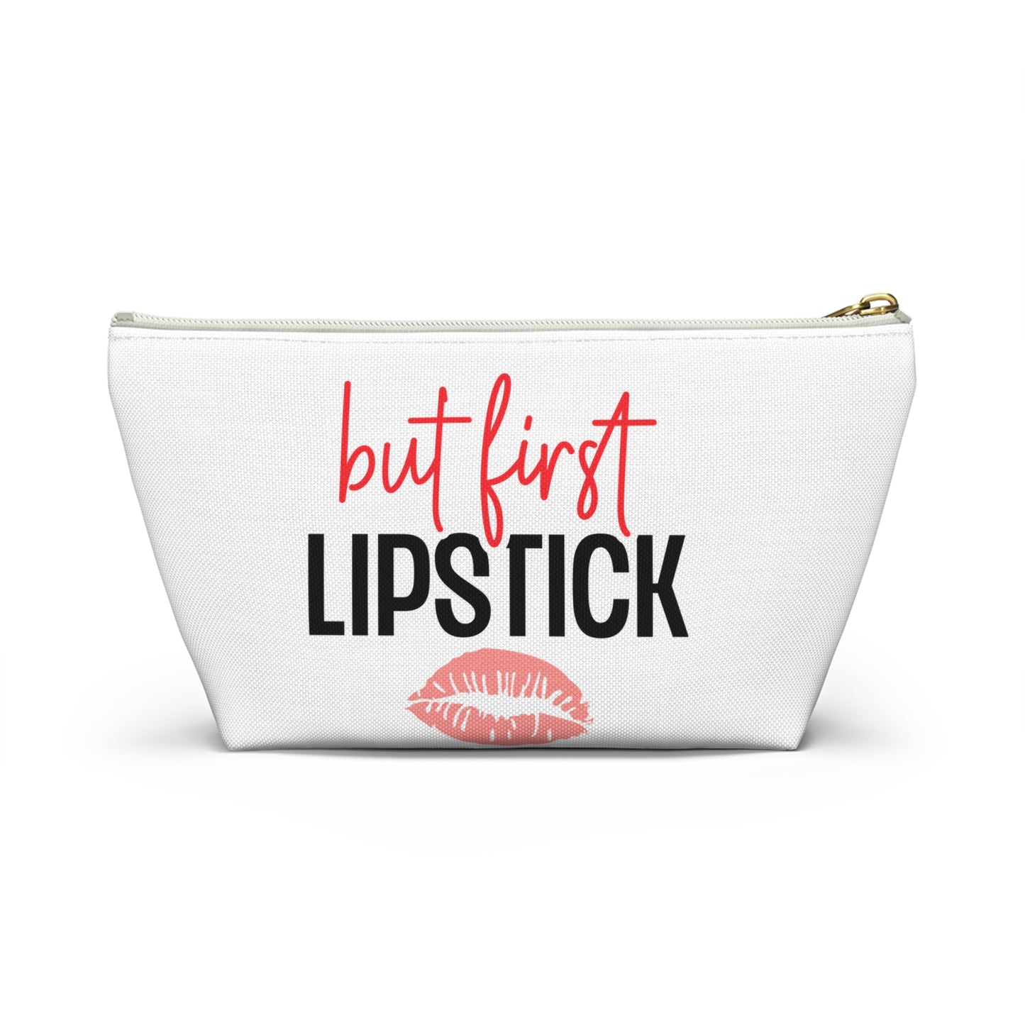 Accessory Pouch – "But First Lipstick" Red Makeup Bag