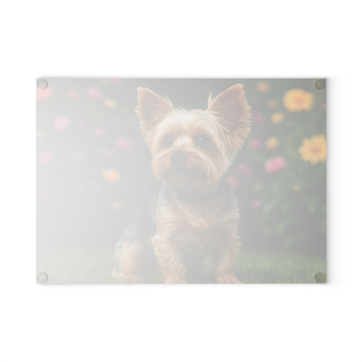 🐕🌸 Yorkie in the Garden Cutting Board – Blooming Charm for Your Kitchen 🌼