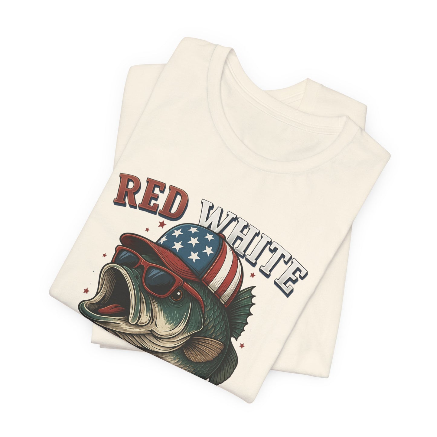 Divertida camiseta patriótica de pescado, con estampado rojo, blanco y negro, unisex, ideal para el 4 de julio, regalo para papá, ideal para barbacoas de verano.
