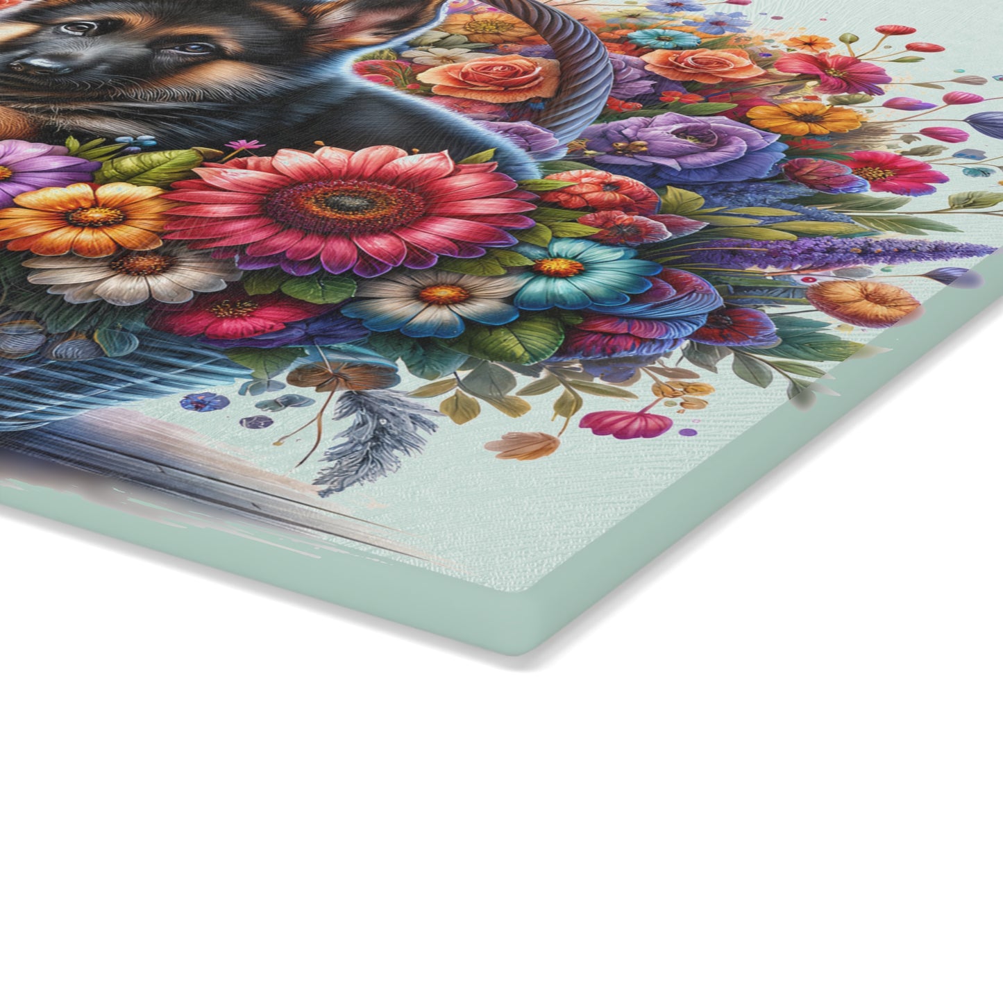 🐾🌼 German Shepherd in Bloom Cutting Board – Rustic Elegance for Your Kitchen 🌸