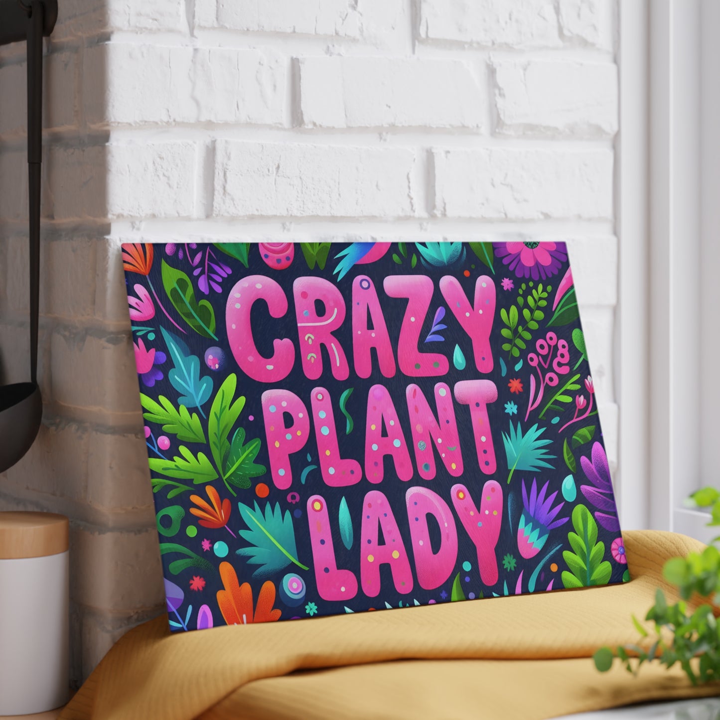 🌿 Crazy Plant Lady Cutting Board – Bold Style for Plant Lovers 🌸