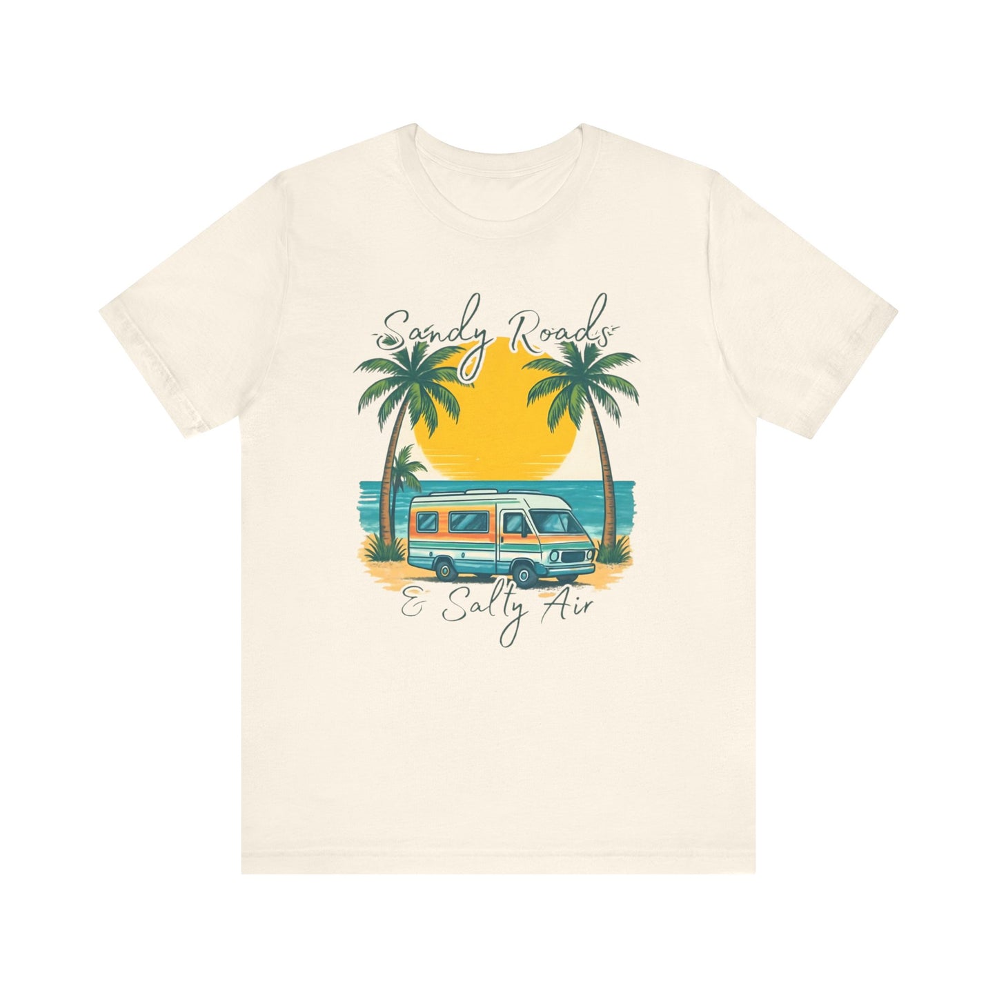 Camiseta Sandy Roads &amp; Salty Air: Camisa playera ligera para mujer para días costeros y ambiente veraniego.