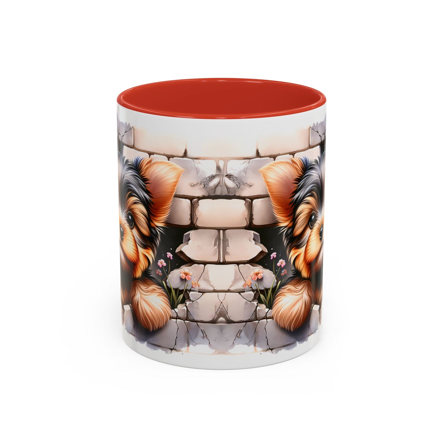 🎀🐶 Yorkie Puppy Accent Mug – Cute Peek-Through Dog Design for Animal Lovers ☕💖