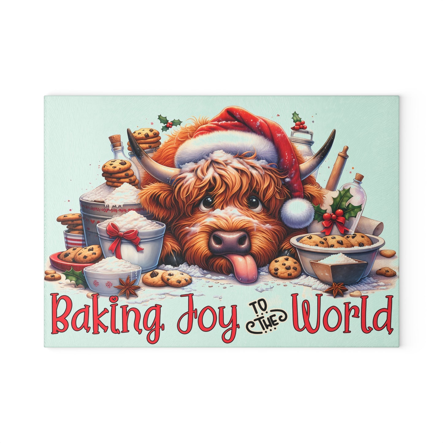 Baking Joy to the World Cow Cutting Board – Cozy Christmas Kitchen Cheer