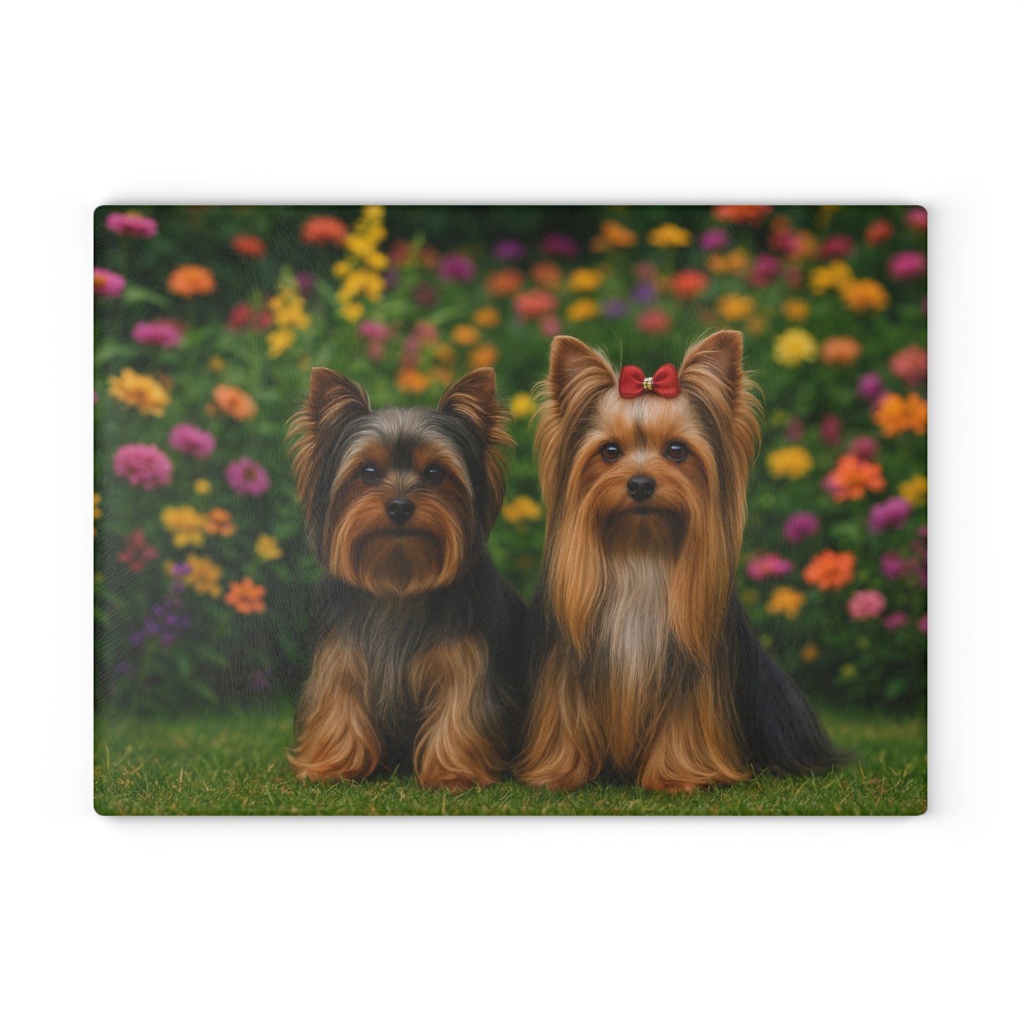 🐕🌸 Yorkie Garden Pair Cutting Board – Blooming Beauty for Your Kitchen 🌼