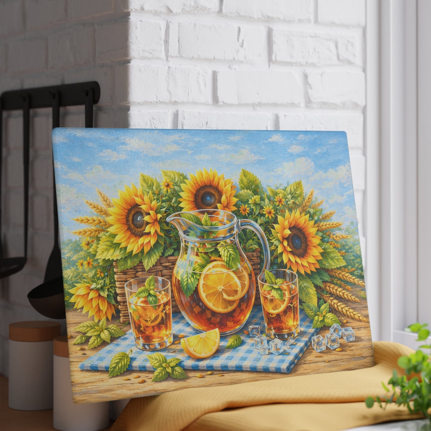 Sunflower Iced Tea Cutting Board – Sweet Summer Sips and Kitchen Charm
