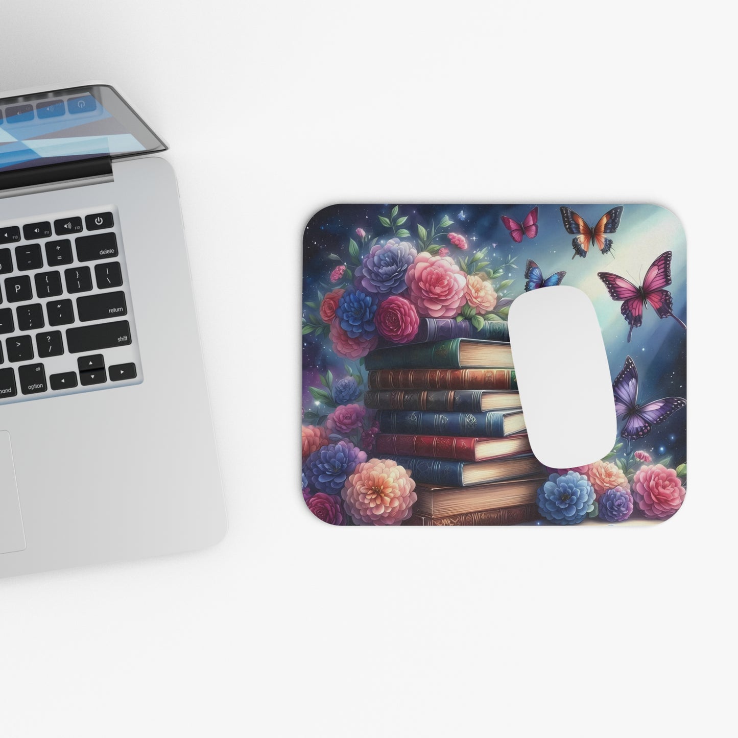 🖱️📚 Butterfly & Books Mouse Pad – Whimsical Reading Nook Desk Art
