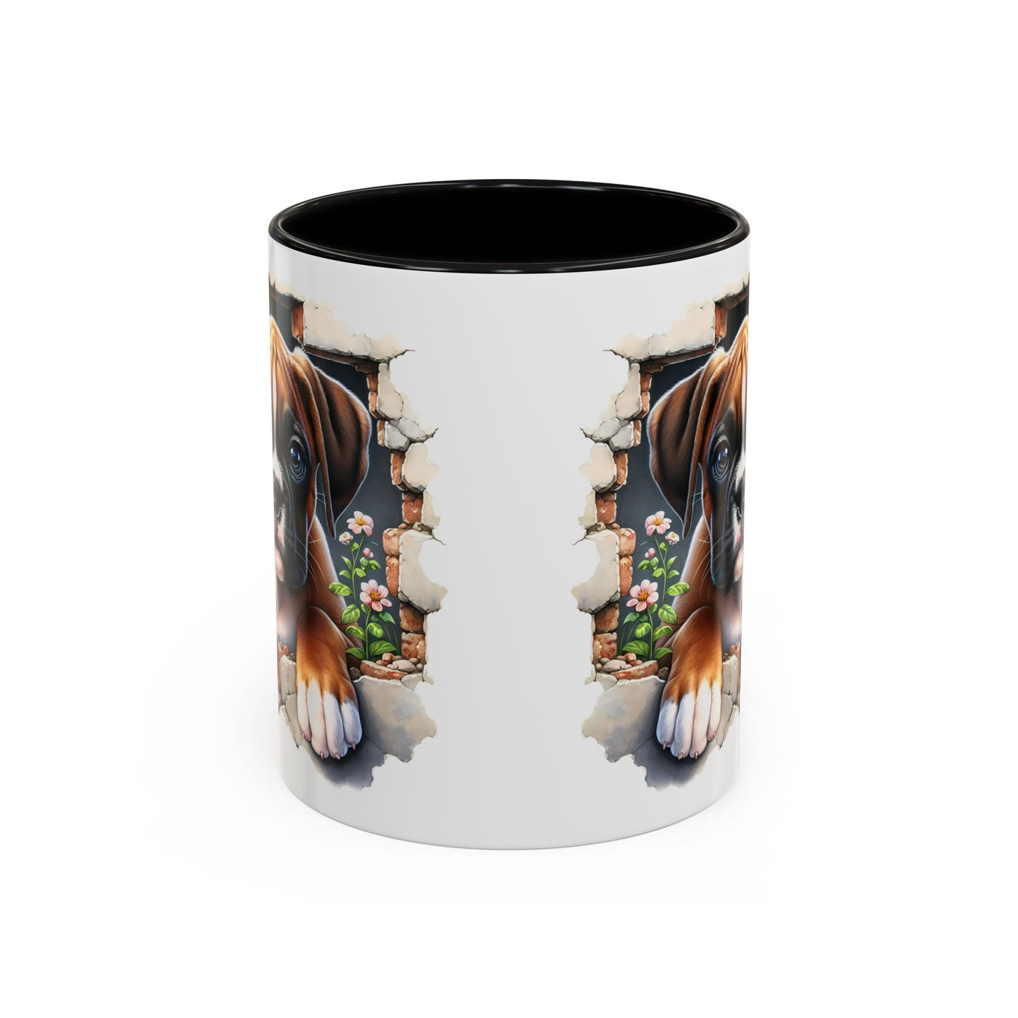 🐶☕ Boxer Puppy Peek Accent Mug – Adorable Dog Lover Gift ✨💛