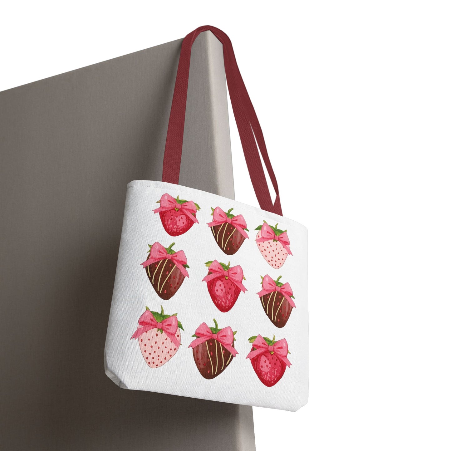 🍓 Chocolate-Covered Strawberry Tote Bag – Sweet, Stylish & Practical 🍫