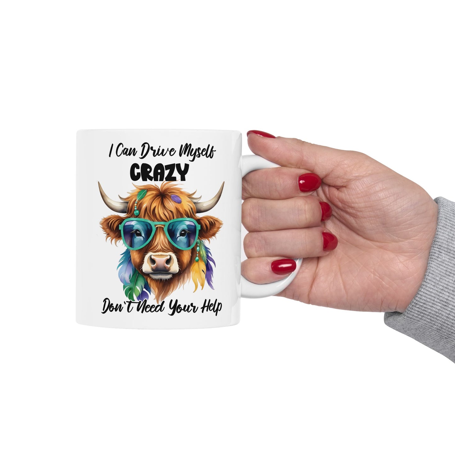 🐄 No necesito tu ayuda – Taza de café con una vaca de las Highlands atrevida 🕶️