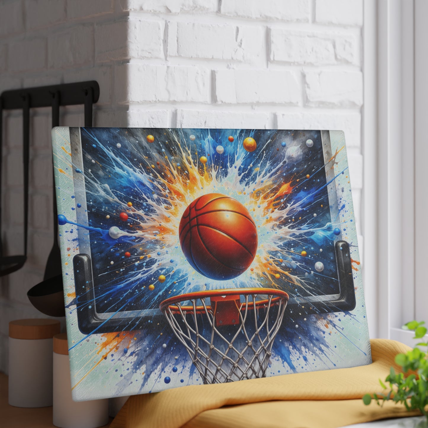 Basketball Splash Art Cutting Board – Slam Dunk Style for Your Kitchen