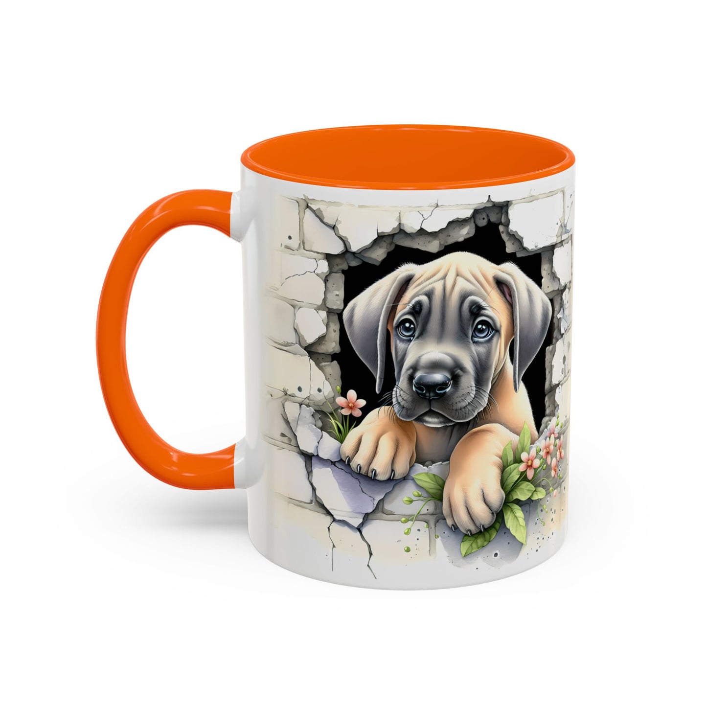 🐾 Great Dane Puppy Accent Mug – Sweet Peek-Through Puppy Design ☕💛