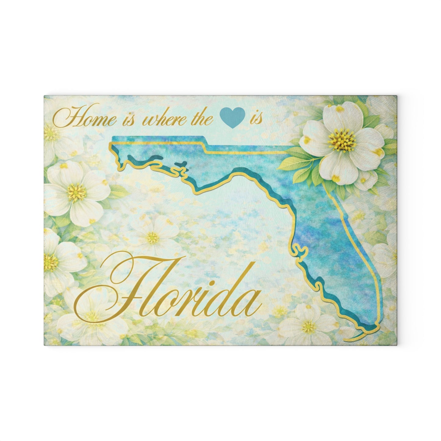 Florida State Flower Glass Cutting Board – Home Is Where the Heart Is Florida Kitchen Decor