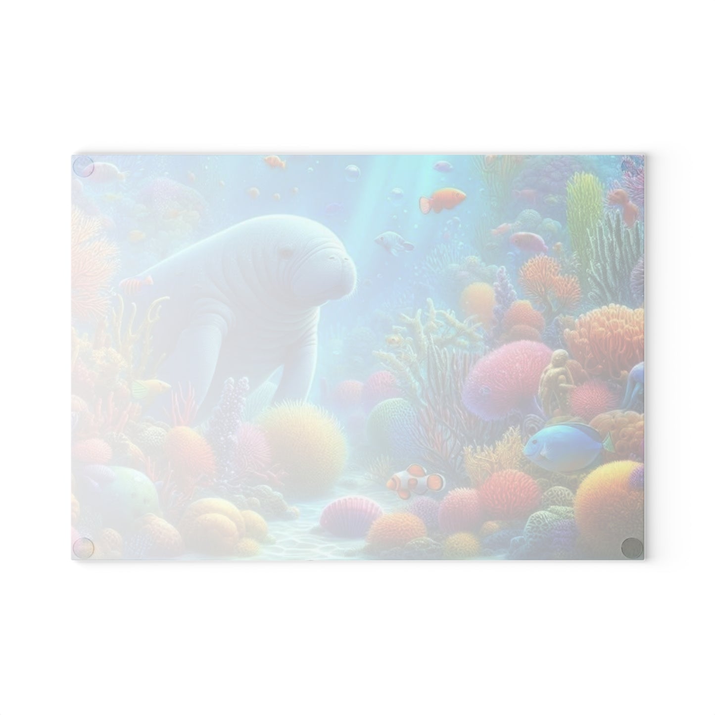 Manatee Cutting Board Textured Glass Florida Spring Kitchen Decor Coastal Home Gift Beach Housewarming Manatee Lover Sea Life Art Nautical