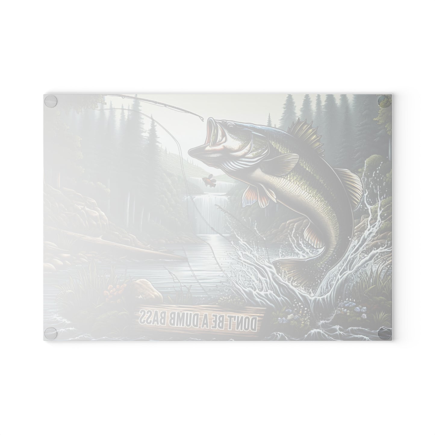 🎣🐟 Don’t Be a Dumb Bass Cutting Board – Funny Fishing Gift & Rustic Cabin Kitchen Décor 🇺🇸🌲
