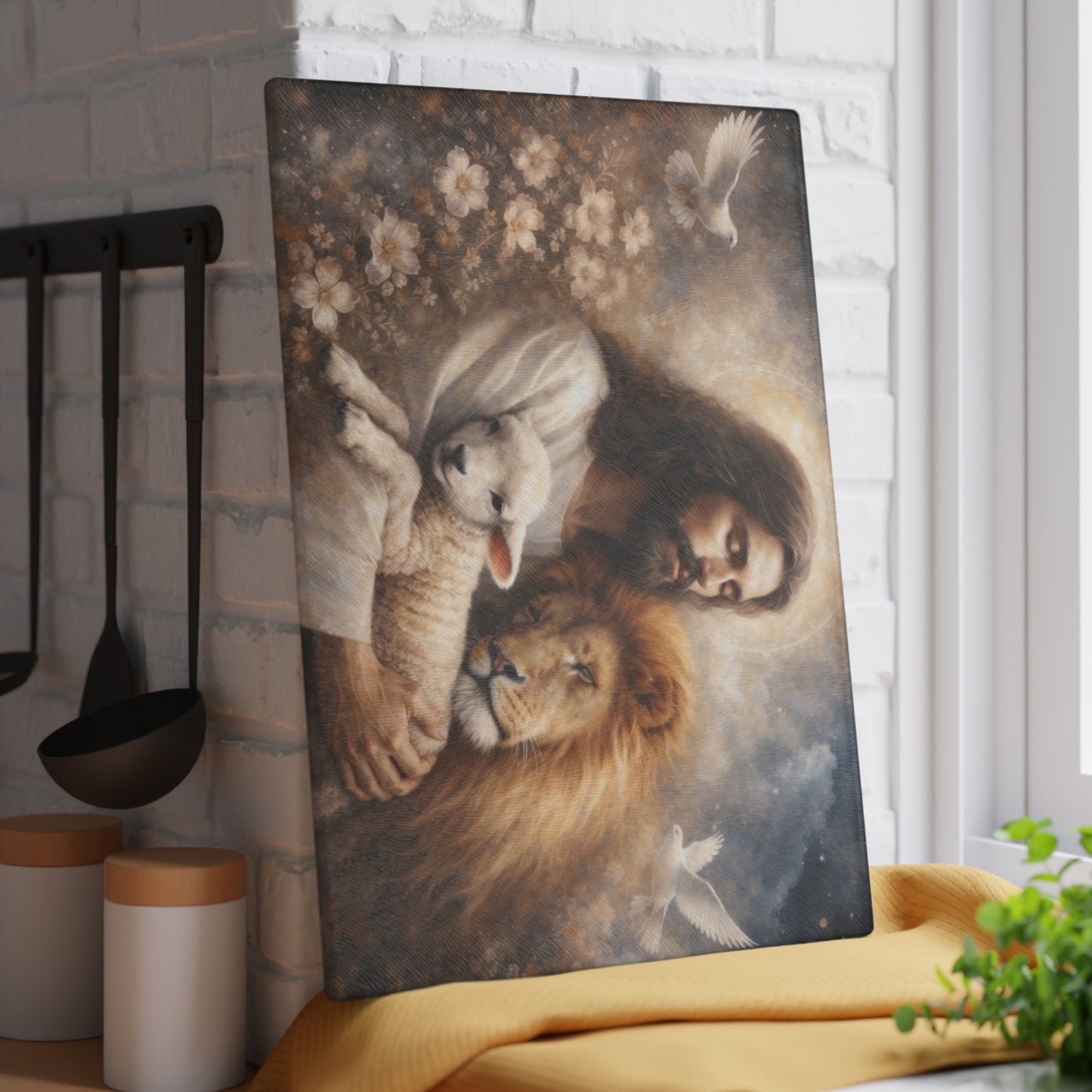 Jesus Cutting Board, Tempered Glass Cutting Board, Charcuterie Board, Chopping Board, Housewarming Gift, Custom cutting board