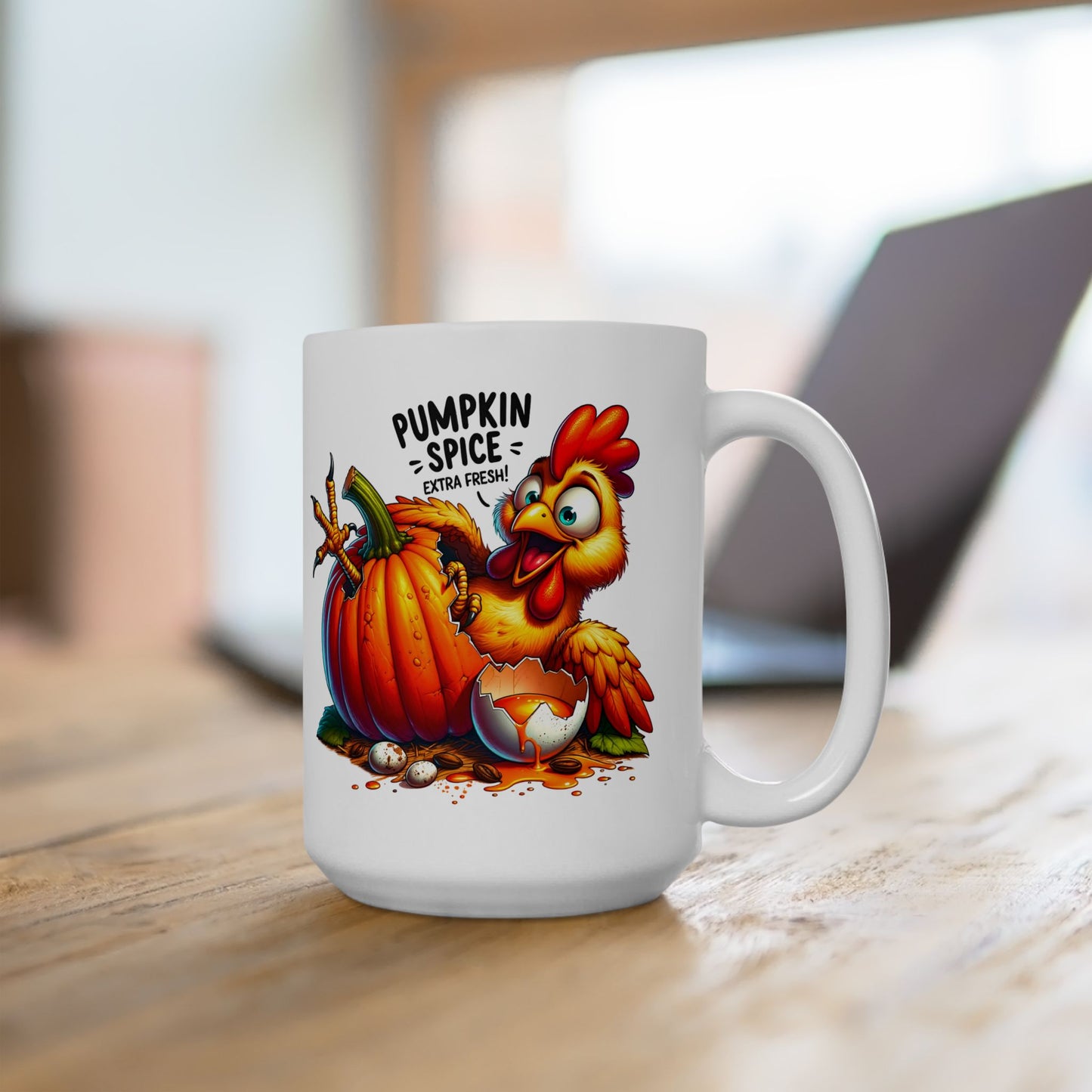 🐔🎃 Pumpkin Spice Extra Fresh Chicken Mug – Funny Fall Coffee Cup ✨☕