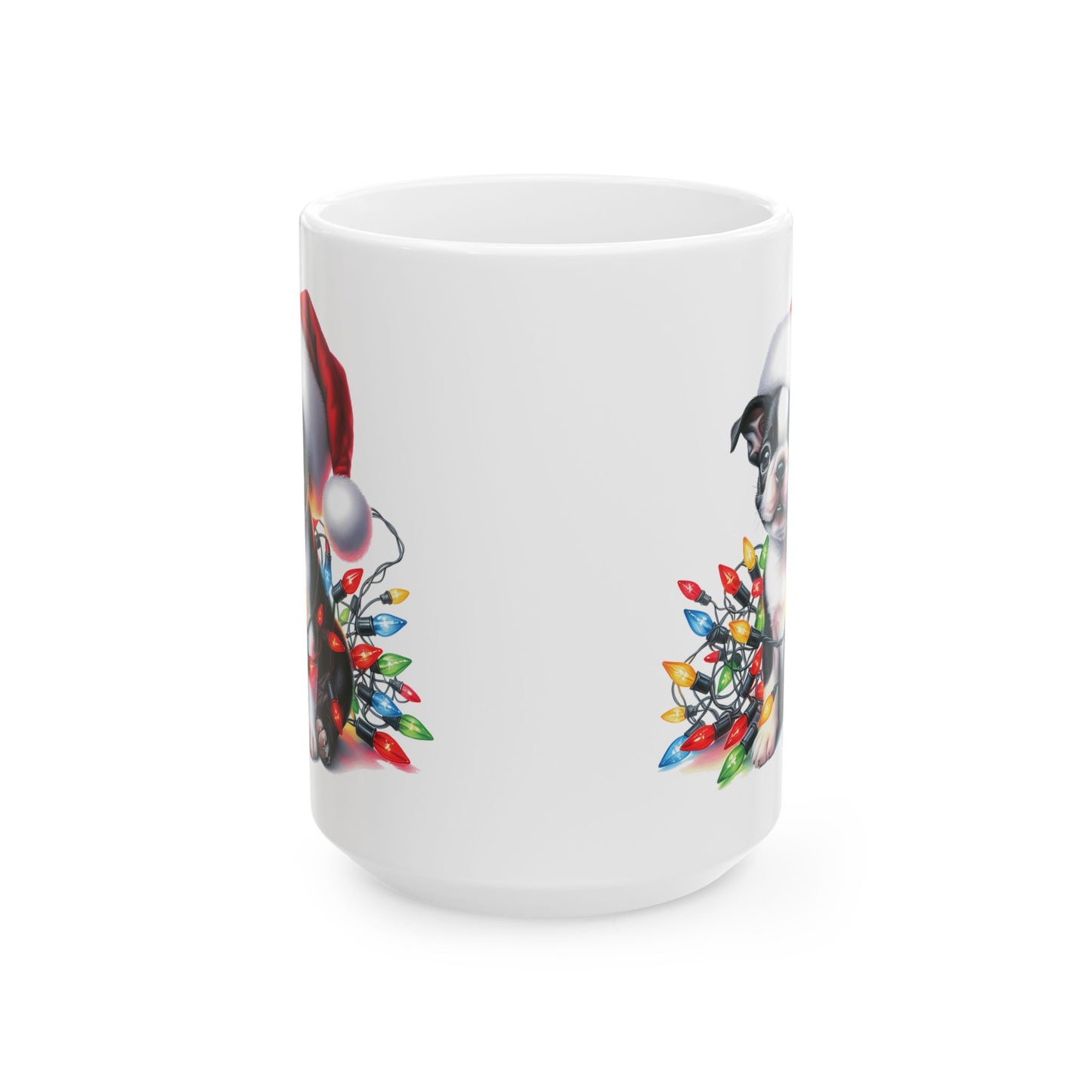 🎄 Boston Terrier Christmas Lights Mug – Adorable Holiday Cheer in Every Sip! 🐾
