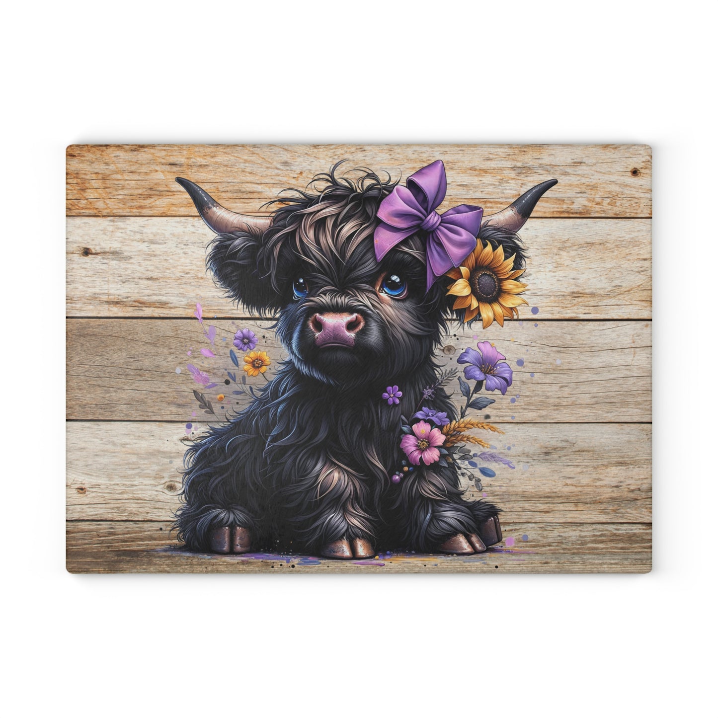 Tabla de cortar de vaca, tabla de cortar de vidrio con diseño de vaca de las Highlands, decoración de cocina con diseño de vaca, tabla de cortar para regalo de casa nueva, tabla de charcutería, regalos de vaca de las Highlands