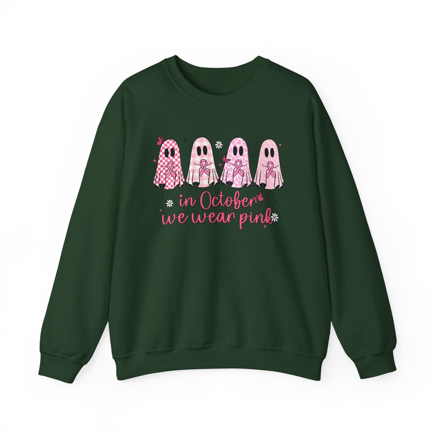 🎀👻 In October We Wear Pink Sweatshirt – Breast Cancer Awareness Halloween Ghosts