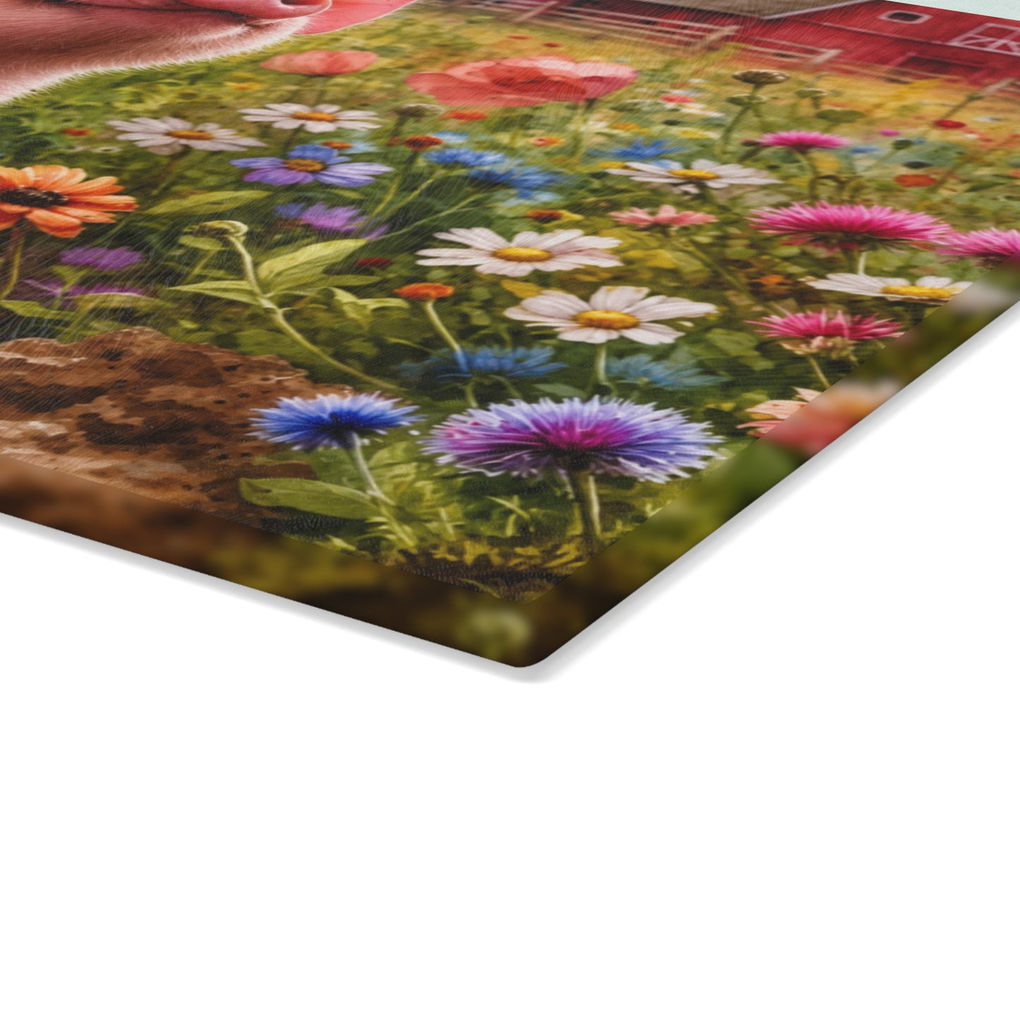 Farm Piglet Glass Cutting Board – Country Charm for Your Kitchen