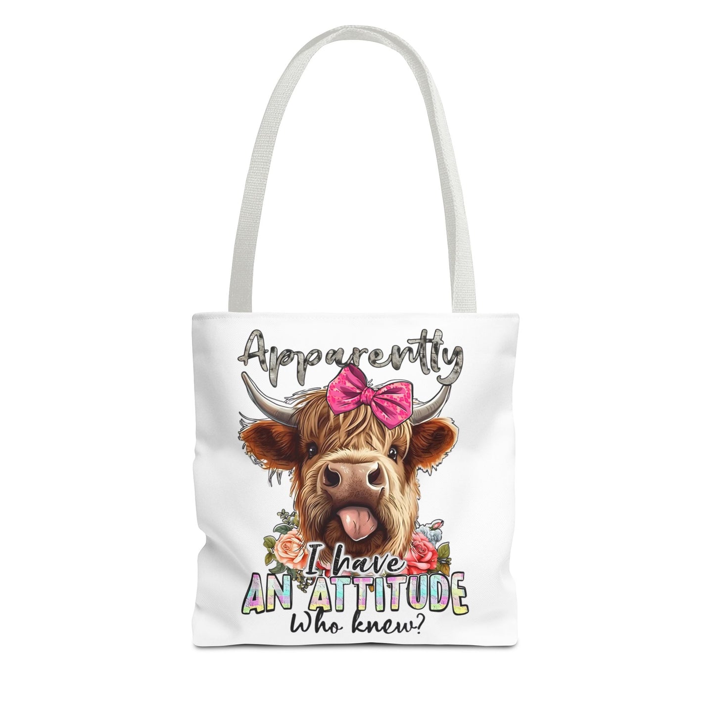 🐄 Al parecer, tengo actitud: bolso tote Sassy Cow con lazo rosa 🌸