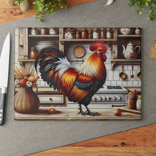 🐓 Rooster Kitchen Cutting Board – Colorful Farmhouse Charm with Country Flair