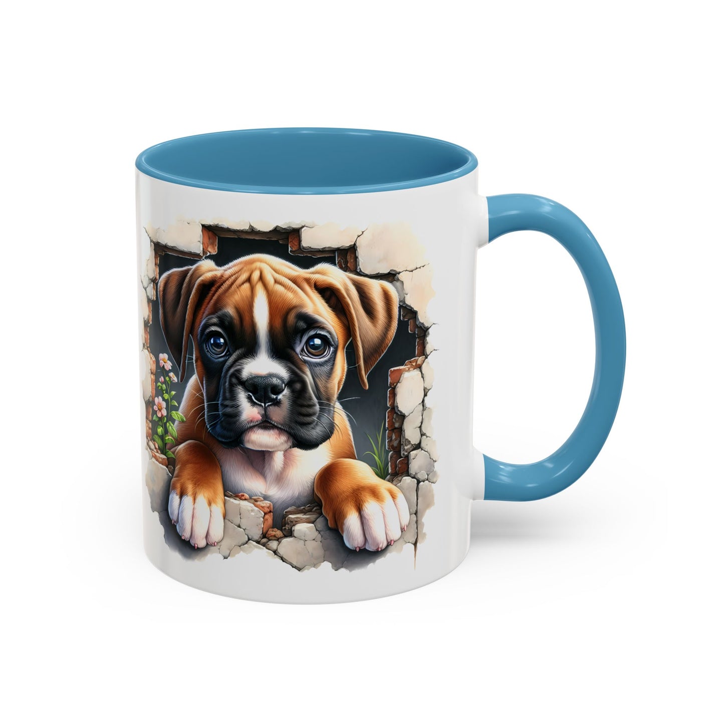🐶☕ Boxer Puppy Peek Accent Mug – Adorable Dog Lover Gift ✨💛