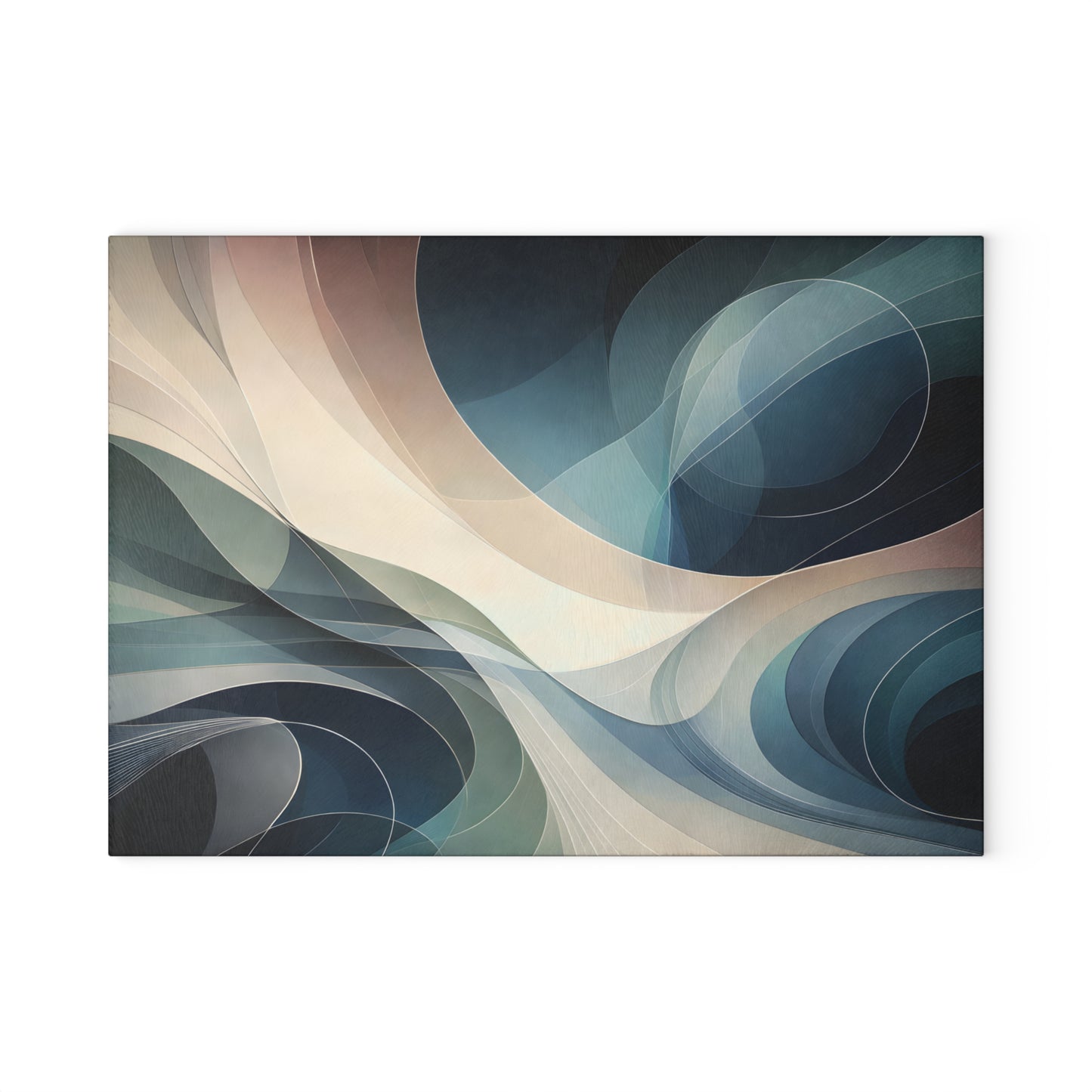 Modern Abstract Wave Glass Cutting Board – Neutral Flow Contemporary Kitchen Art