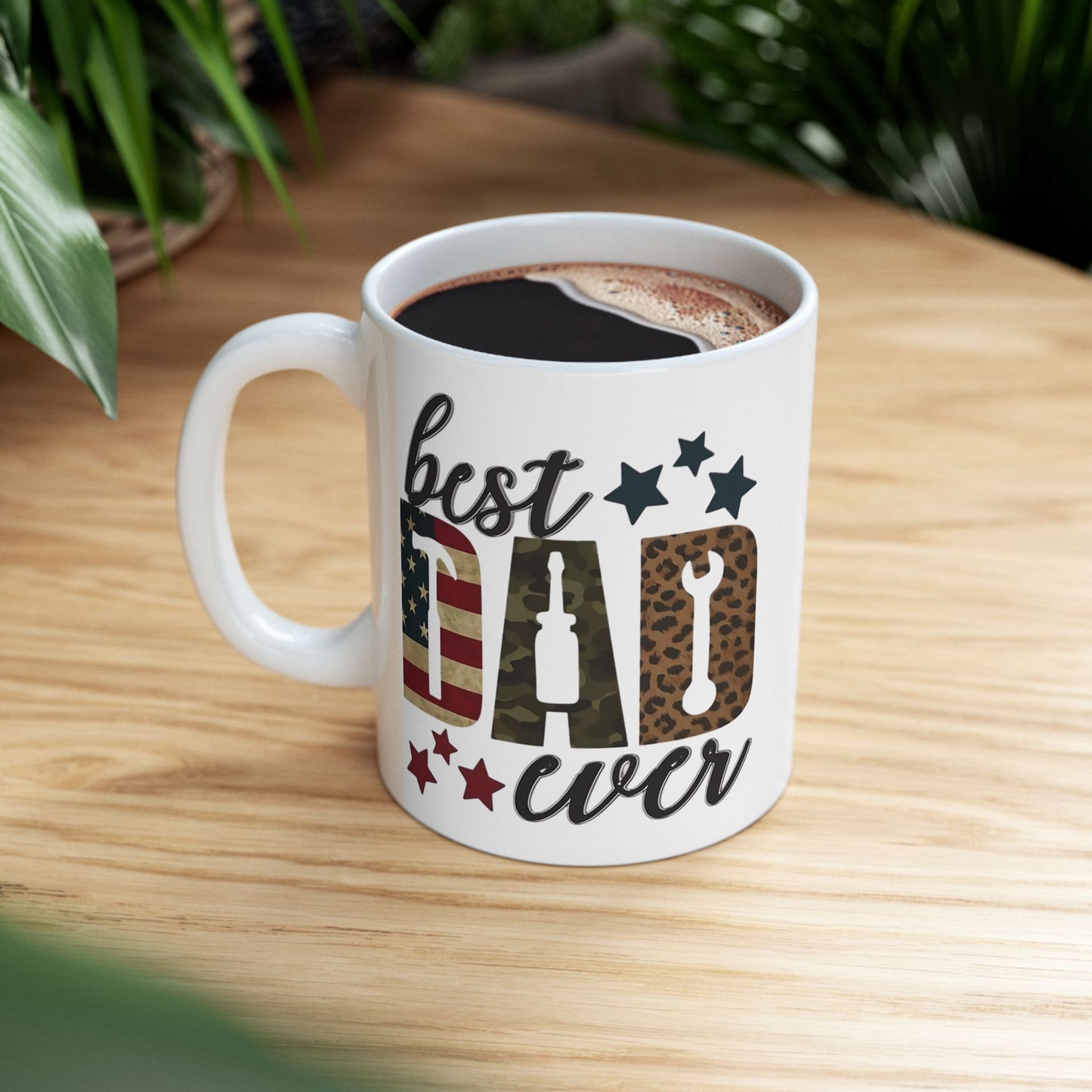 El mejor papá del mundo: taza de café con temática patriótica y camuflaje (325 ml y 430 ml)