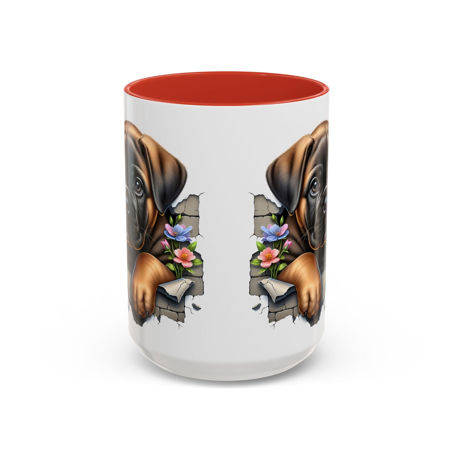 🧡 Boxer Puppy Accent Mug – Adorable Peek-Through Cup for Dog Lovers