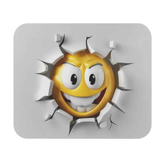 🖱️😏🧱 3D Smash Emoji Mouse Pad – Sneaky Grin Breaking Through the Wall