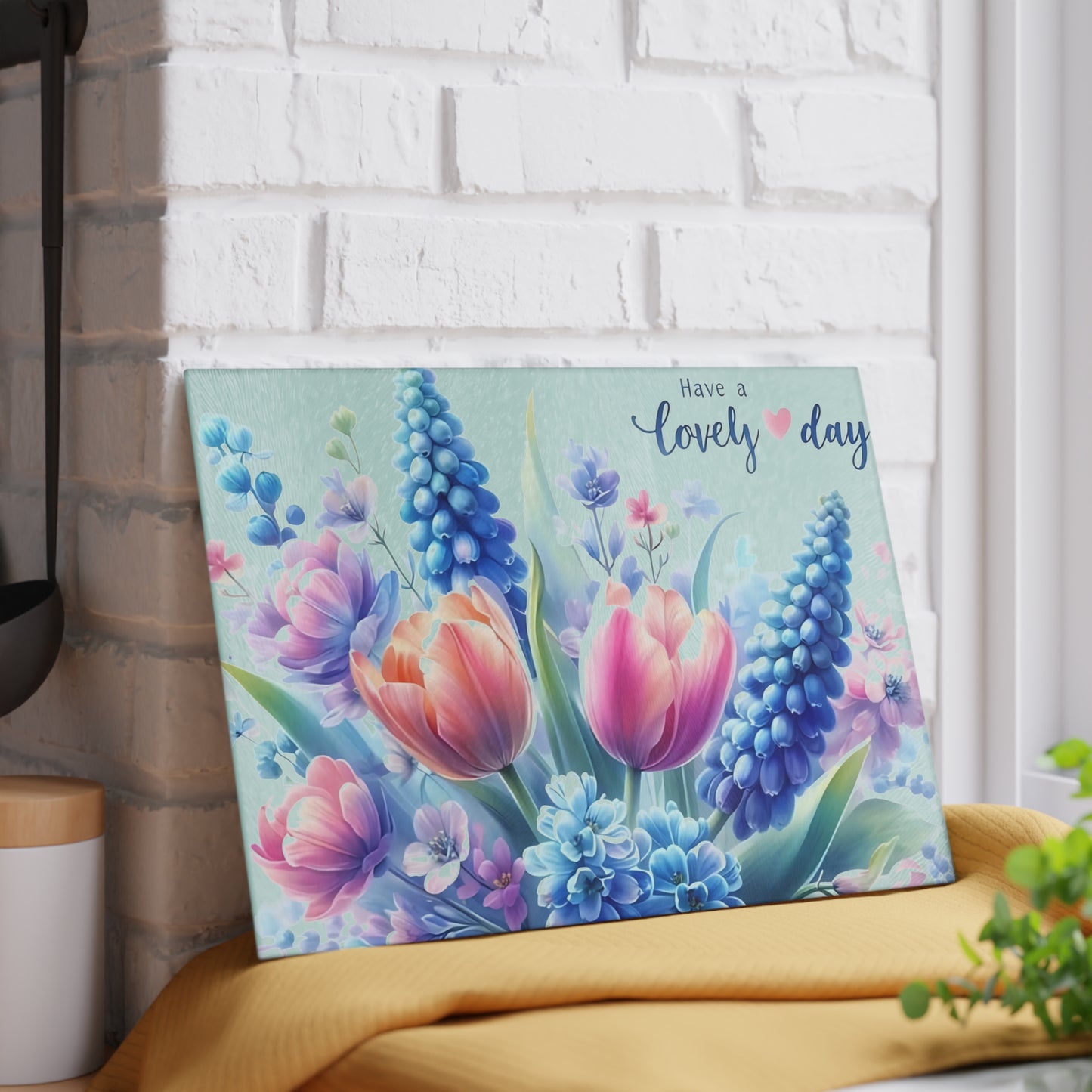 Have a Lovely Day Tempered Glass Cutting Board – Floral Kitchen Décor