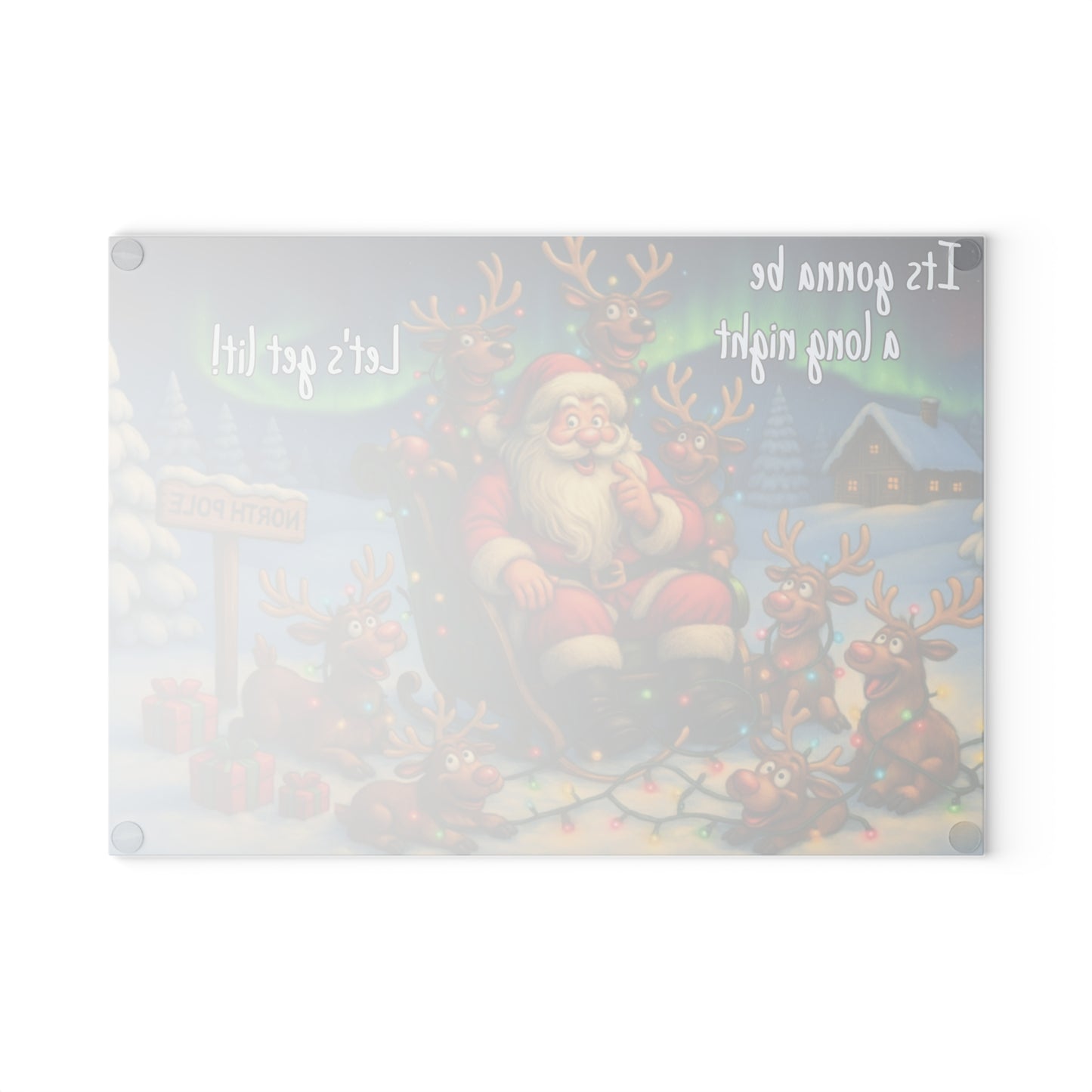 🎅✨ “Let’s Get Lit” Glass Cutting Board – Festive Cheer for Your Holiday Kitchen