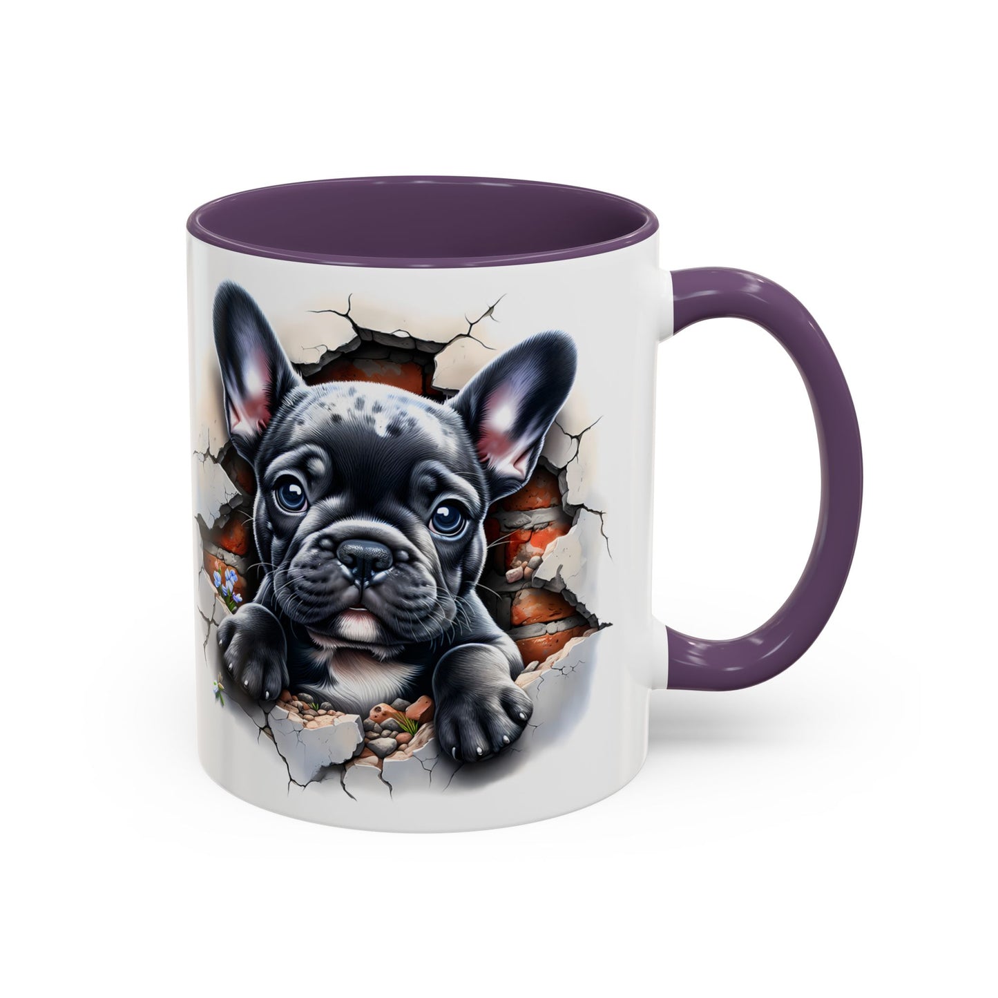 🐾🖤 Black French Bulldog Puppy Accent Mug – Cute Peek-Through Cup for Dog Lovers ☕✨
