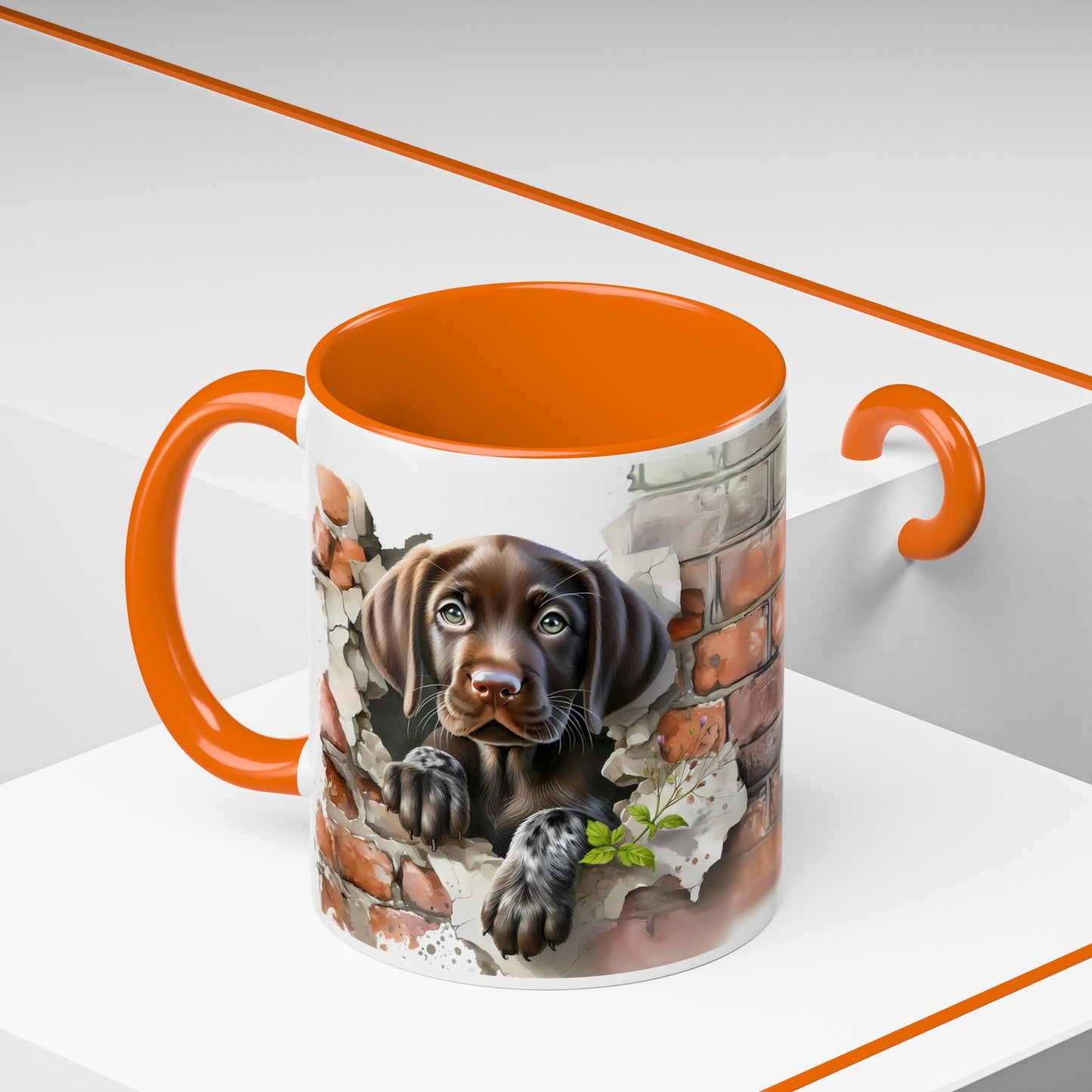 🐶🍫 Chocolate Lab Puppy Accent Mug – Sweet Brown Pup Coffee Cup ☕💛