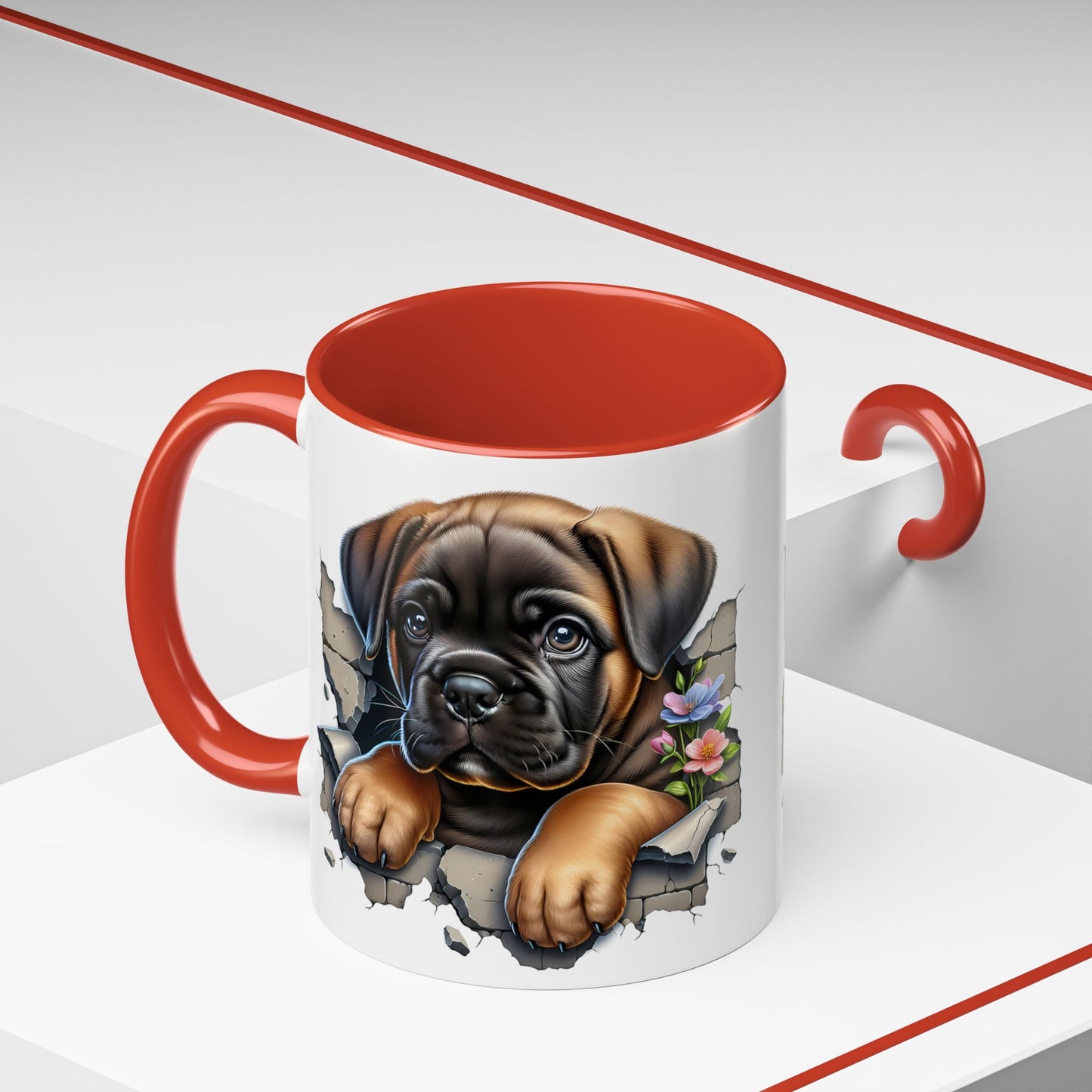 🧡 Boxer Puppy Accent Mug – Adorable Peek-Through Cup for Dog Lovers