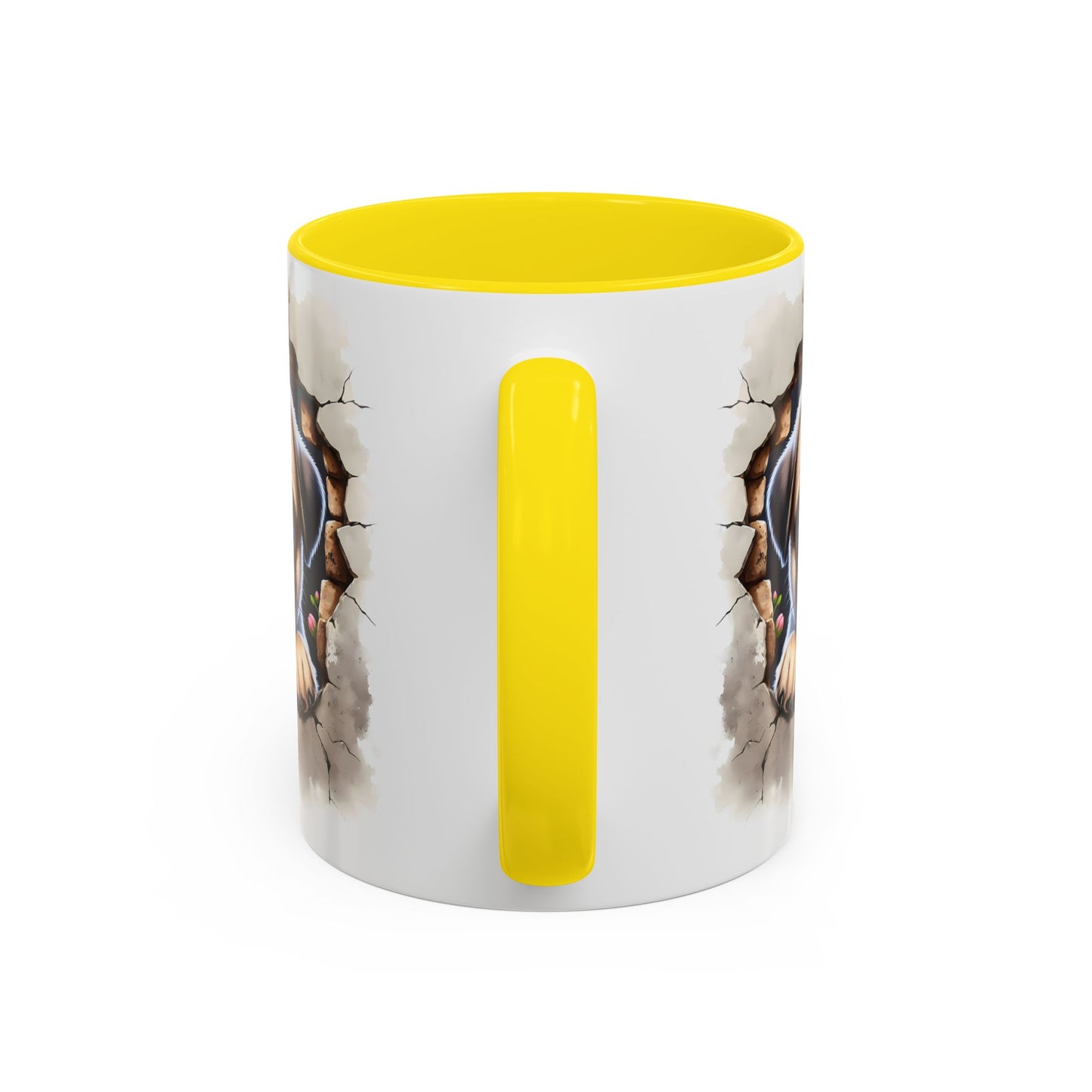 🐾💛 Pug Puppy Accent Mug – Cute Wrinkly Pug Coffee Cup ☕✨