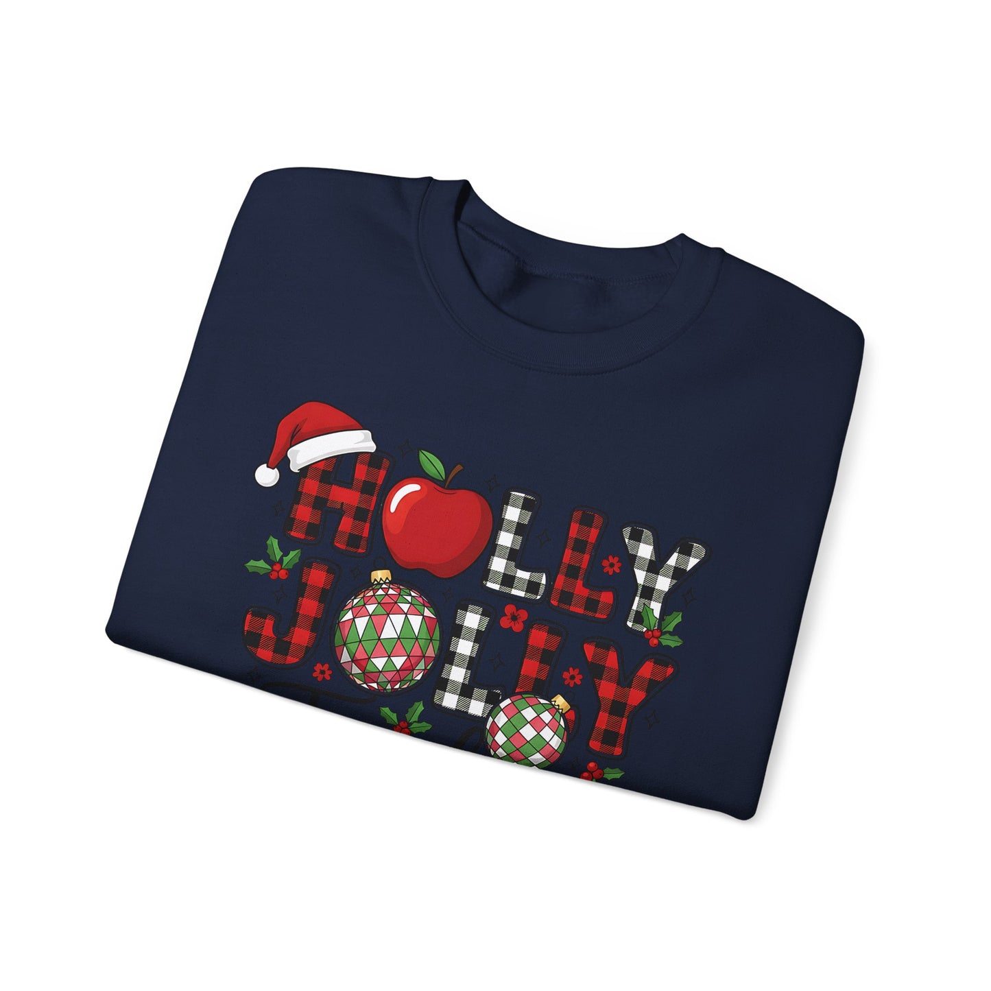 🍎✨ Holly Jolly Teacher Sweatshirt – Festive Classroom Cheer 🎄📚