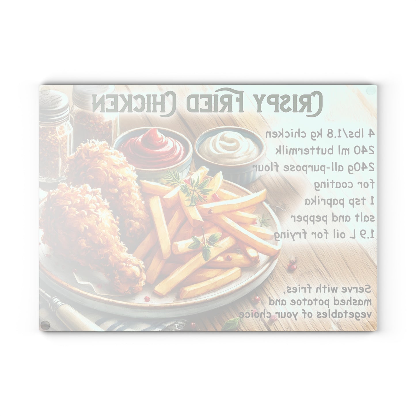 🍗 Crispy Fried Chicken Recipe – Southern Kitchen Charm Glass Cutting Board