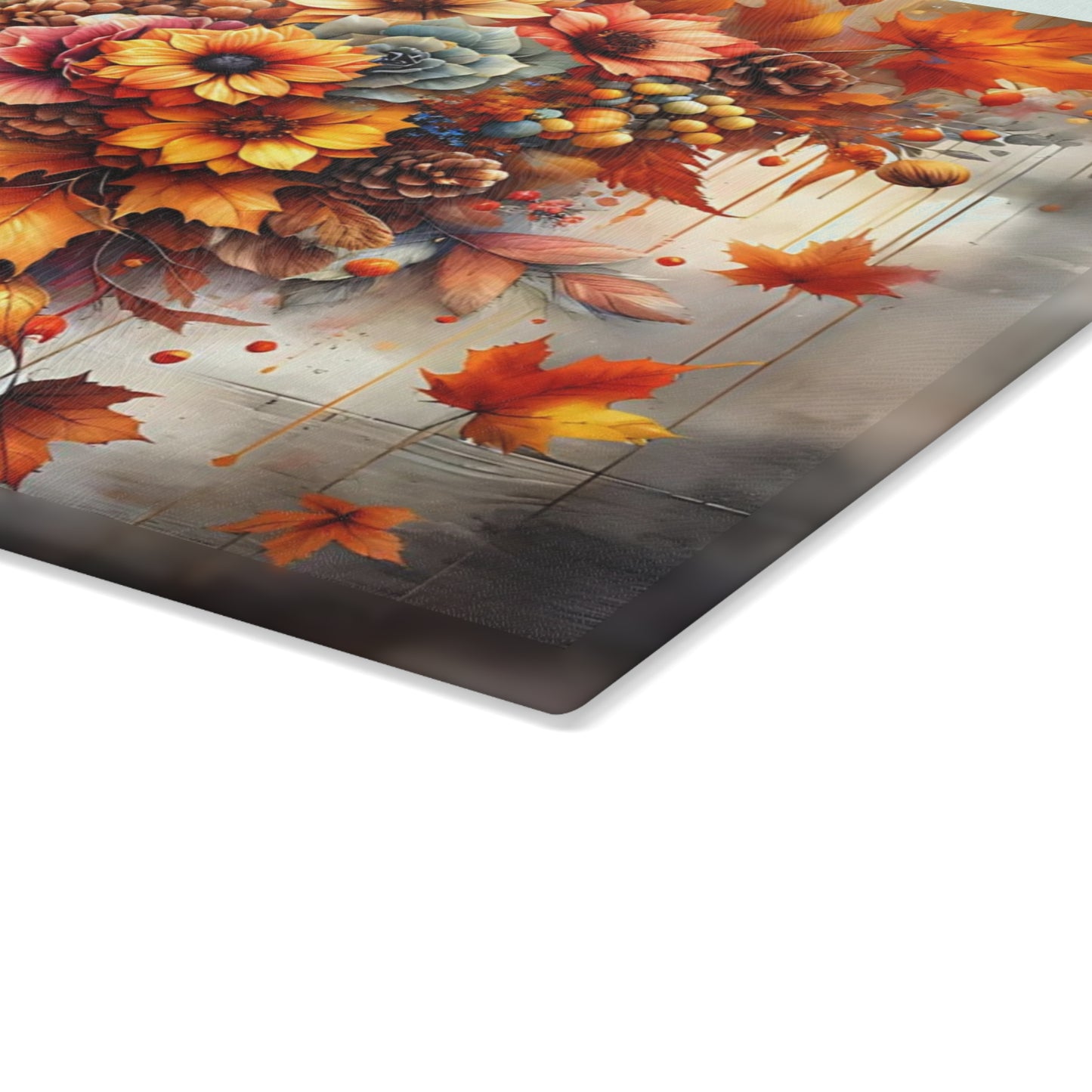 🍂✨ “Autumn Is Calling” Glass Cutting Board – Cozy Fall Kitchen Accent