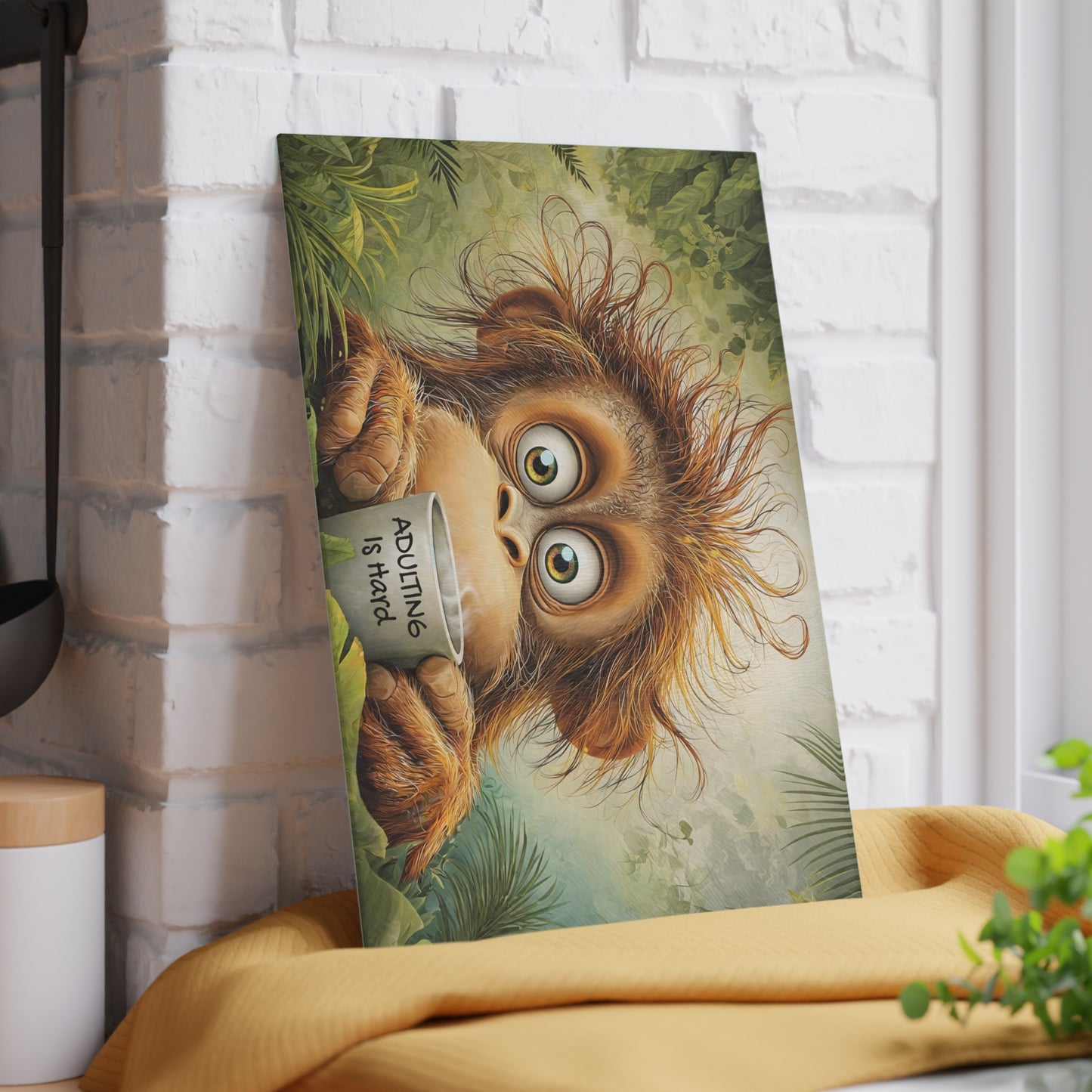 Adulting Is Hard Monkey Glass Cutting Board – Funny Kitchen Art