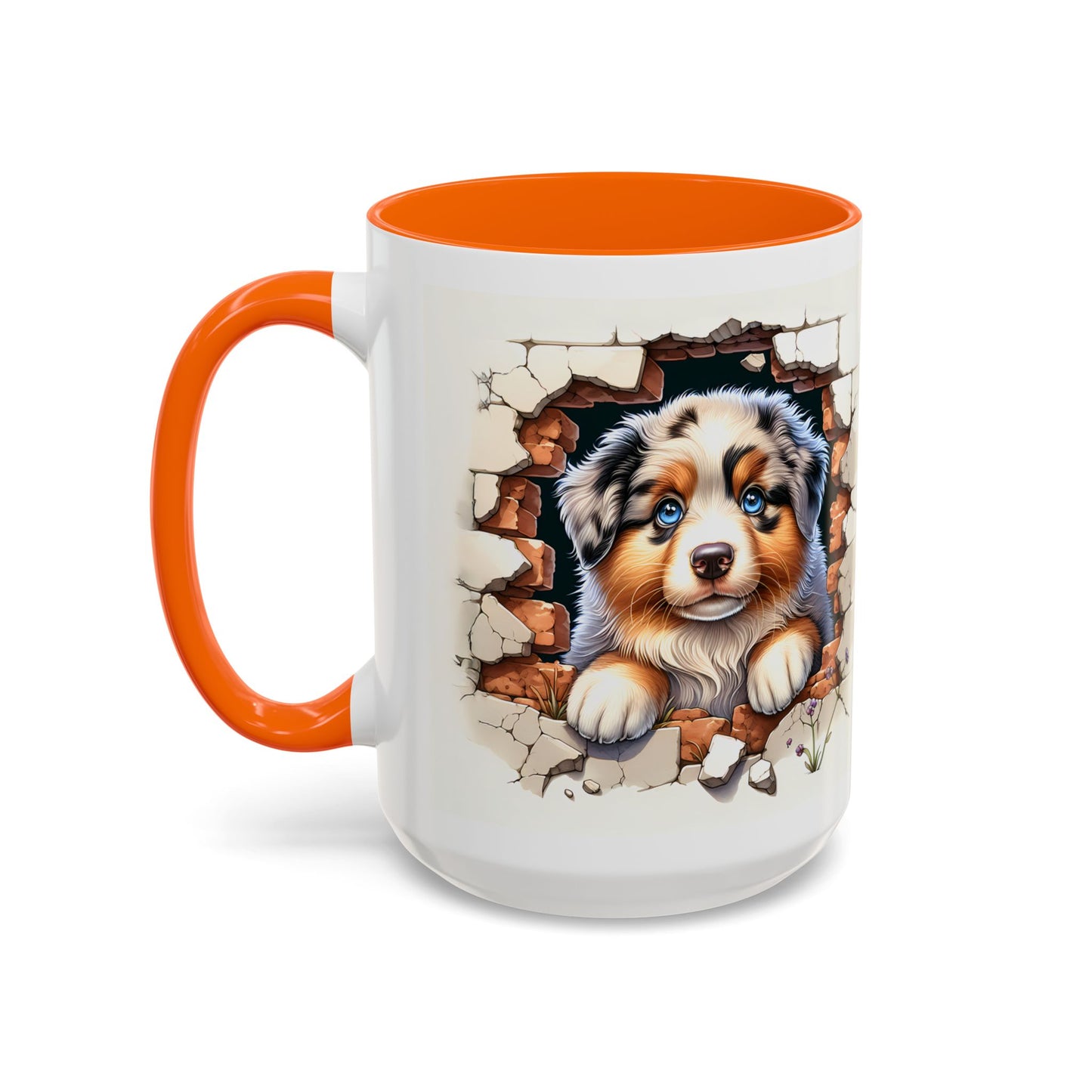 🐾☕ Australian Shepherd Puppy Peek Accent Mug – Blue-Eyed Beauty Dog Lover Gift ✨💙