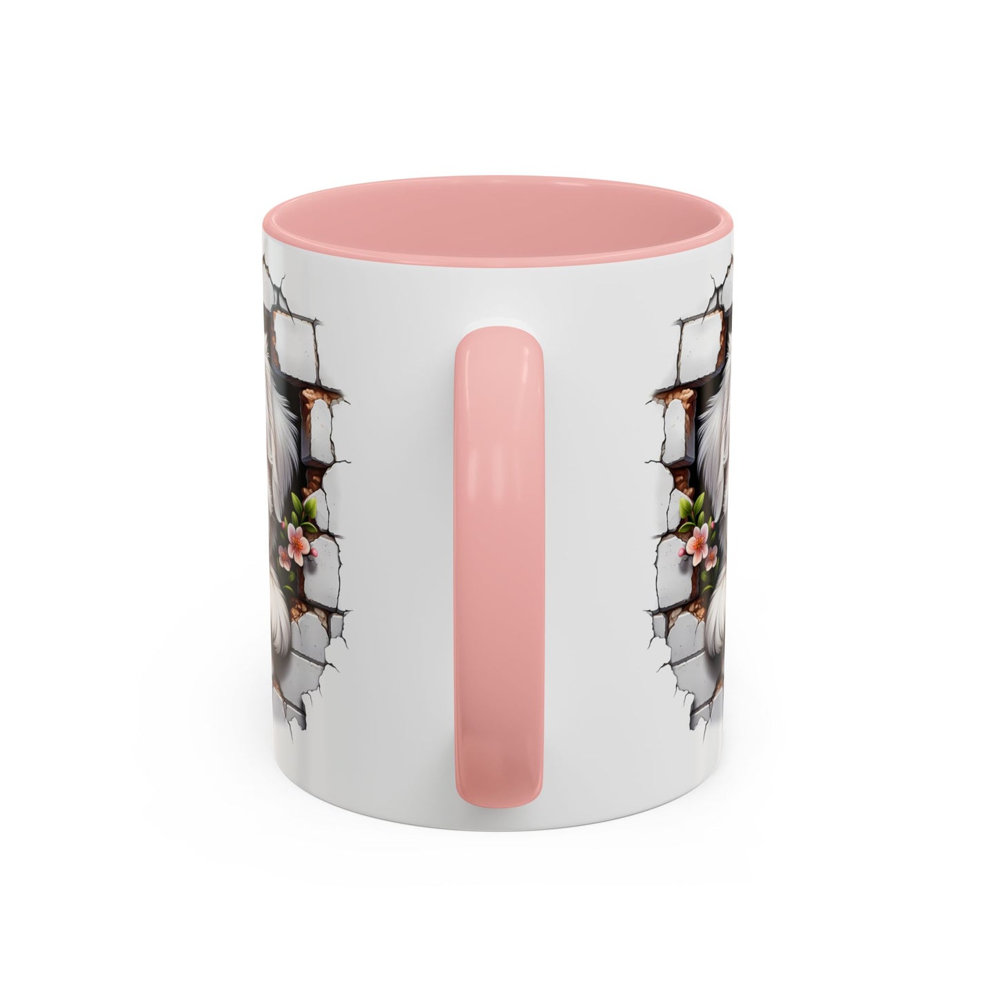 🎀🐶 Maltese Puppy Accent Mug – Cute Peek-Through Dog Design for Animal Lovers ☕💖