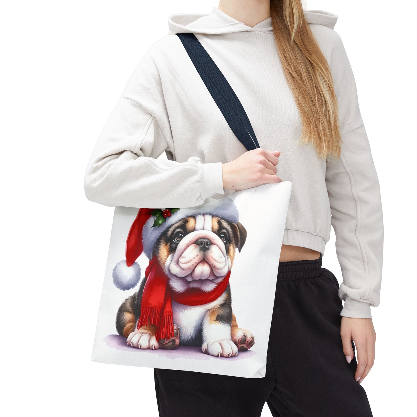 🎅 Bulldog Christmas Tote Bag – Cozy Holiday Style for Dog Lovers 🐾