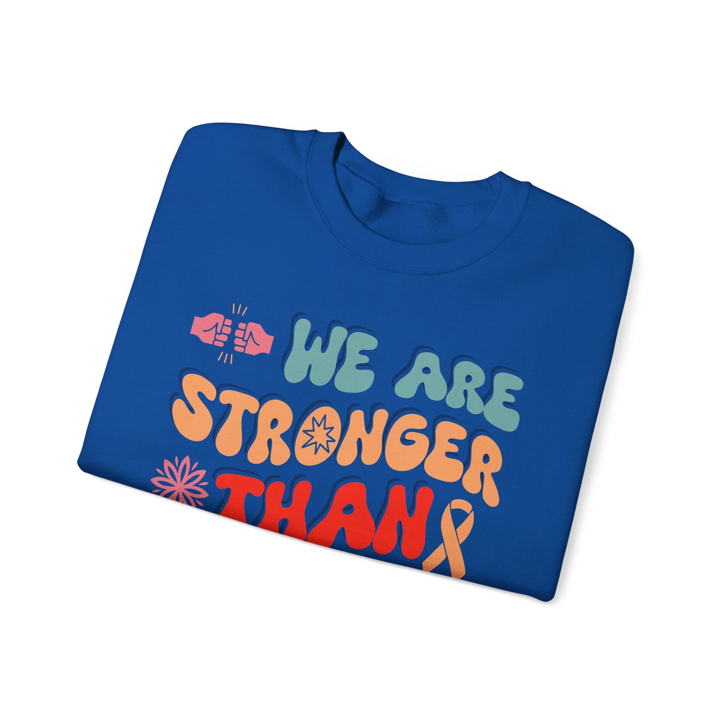 💪🌸 We Are Stronger Than Cancer Sweatshirt – Retro Breast Cancer Awareness Crewneck