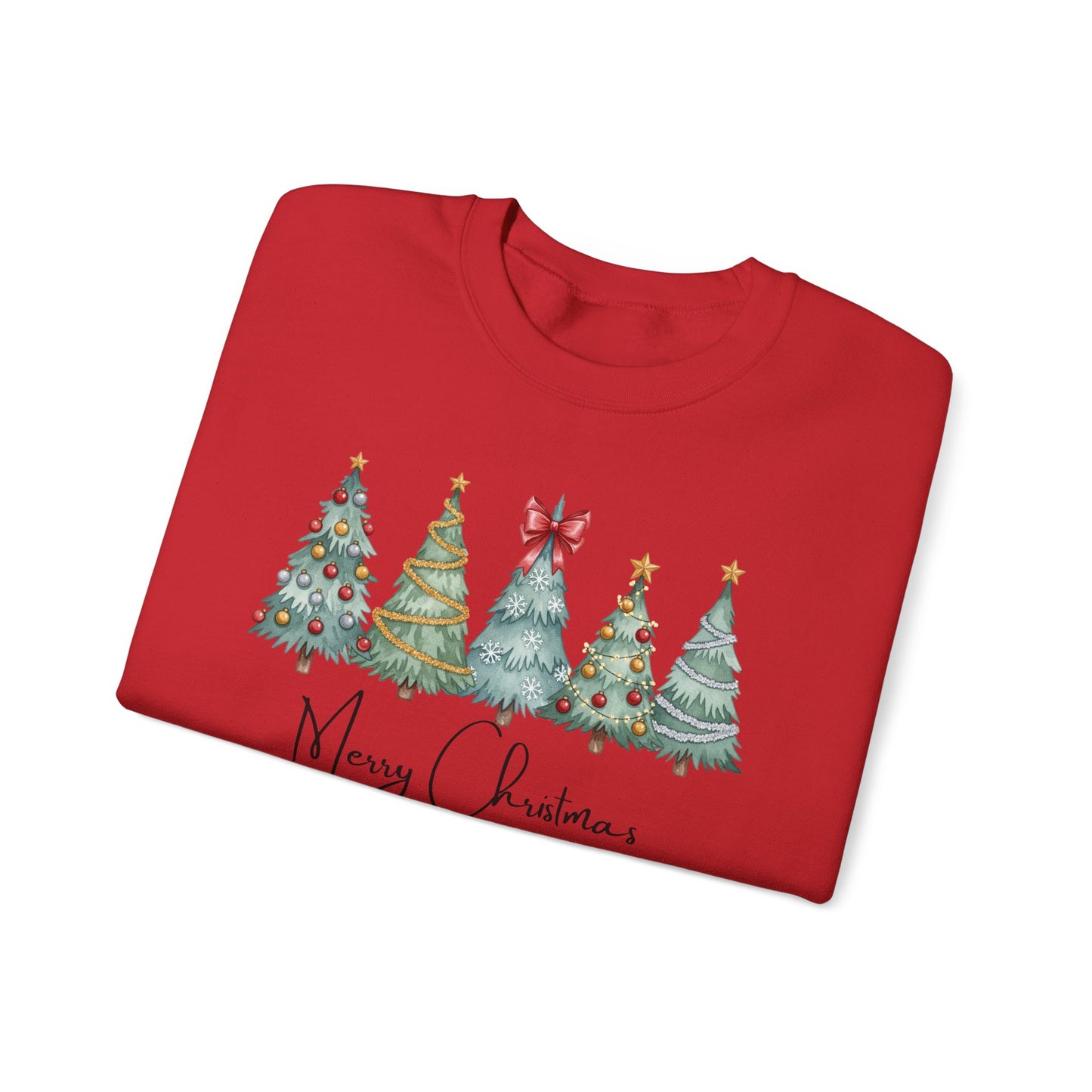 🎄✨ Merry Christmas Trees Sweatshirt – Bold Patterns & Festive Cheer