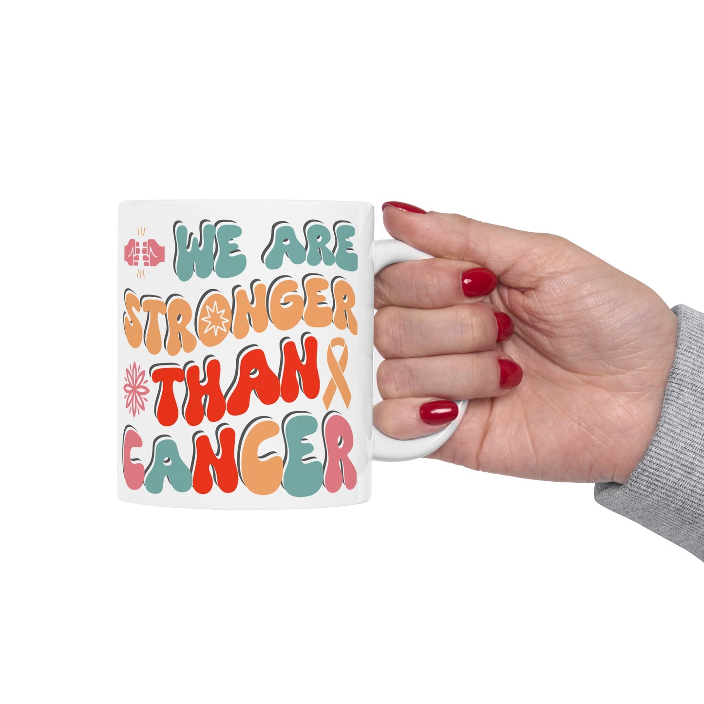 🌟 We Are Stronger Than Cancer Mug – Bold Retro Inspiration 💪