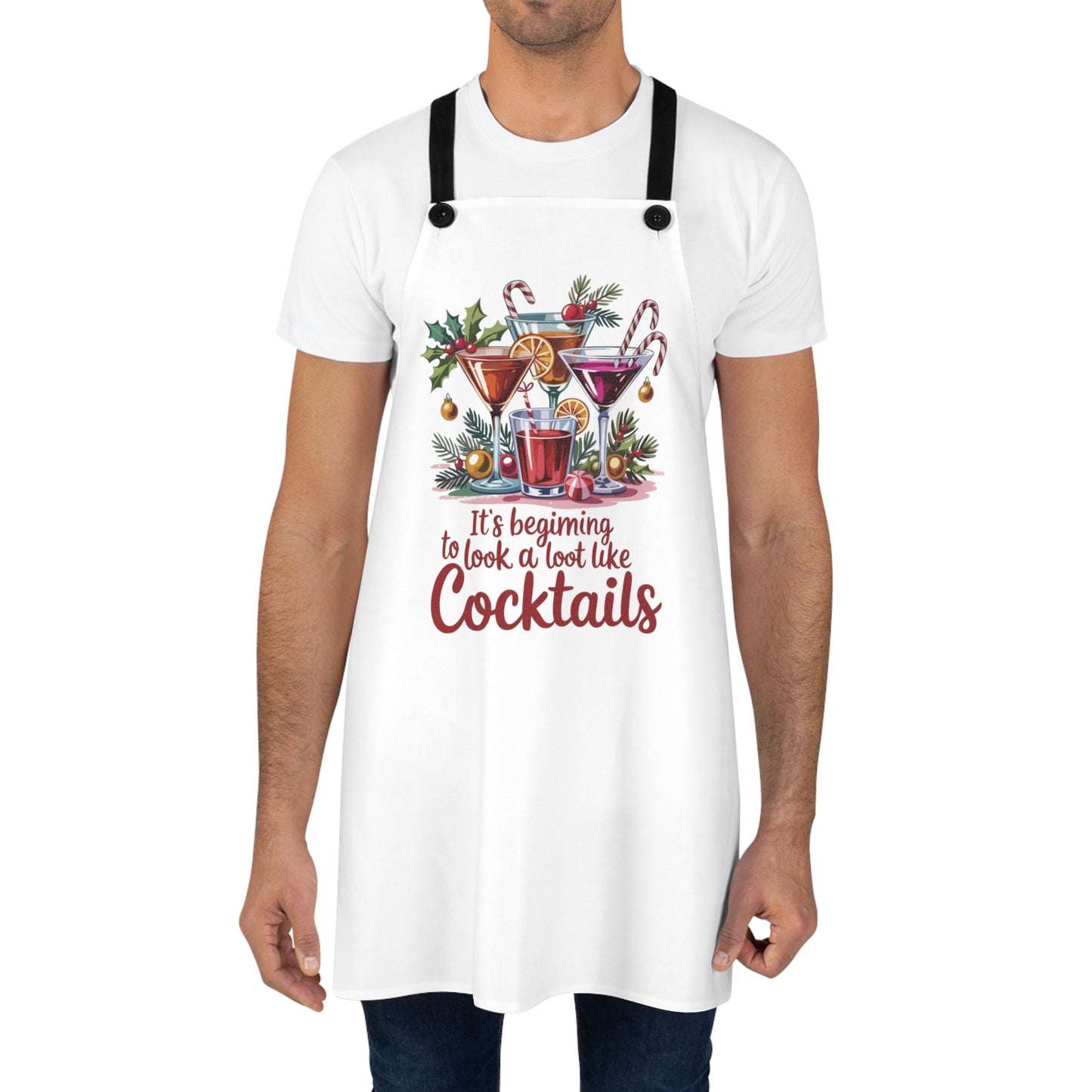 🍸🎄 Holiday Cocktail Hour Apron – Festive Sips & Kitchen Laughs
