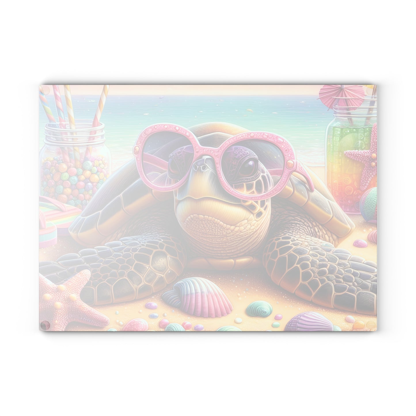 🐢 Fun Beach Turtle Cutting Board – Coastal Vibes with a Pop of Pink 🌴